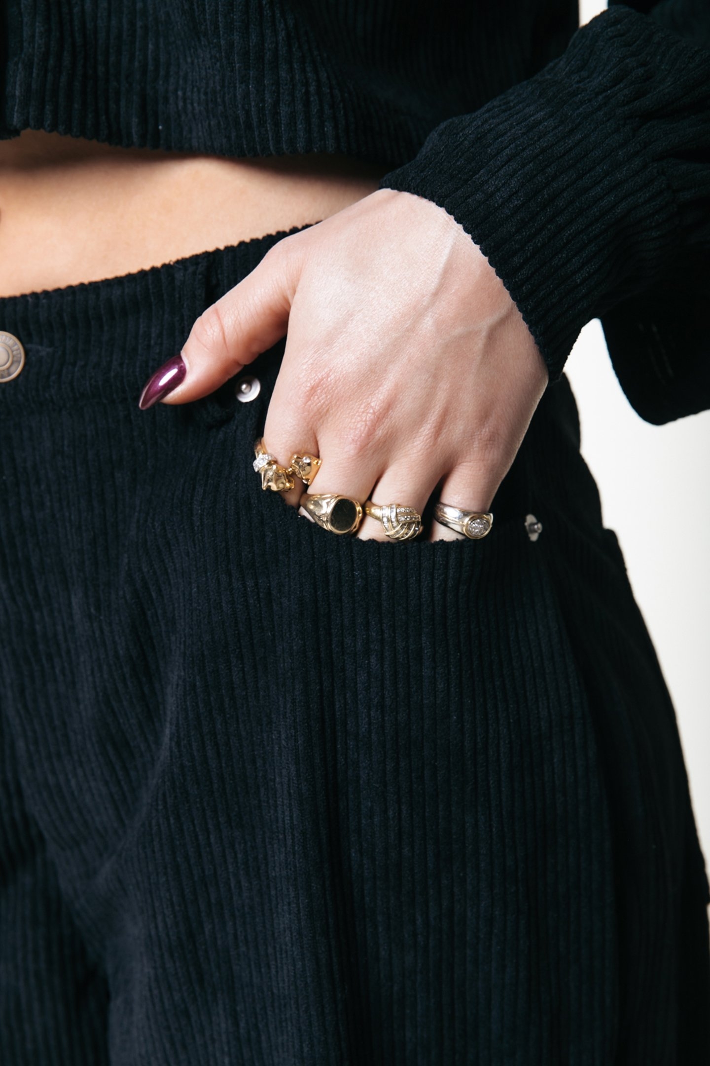 GAIAS CORDUROY HIGH RISE WIDE LEG PANTS BLACK 3