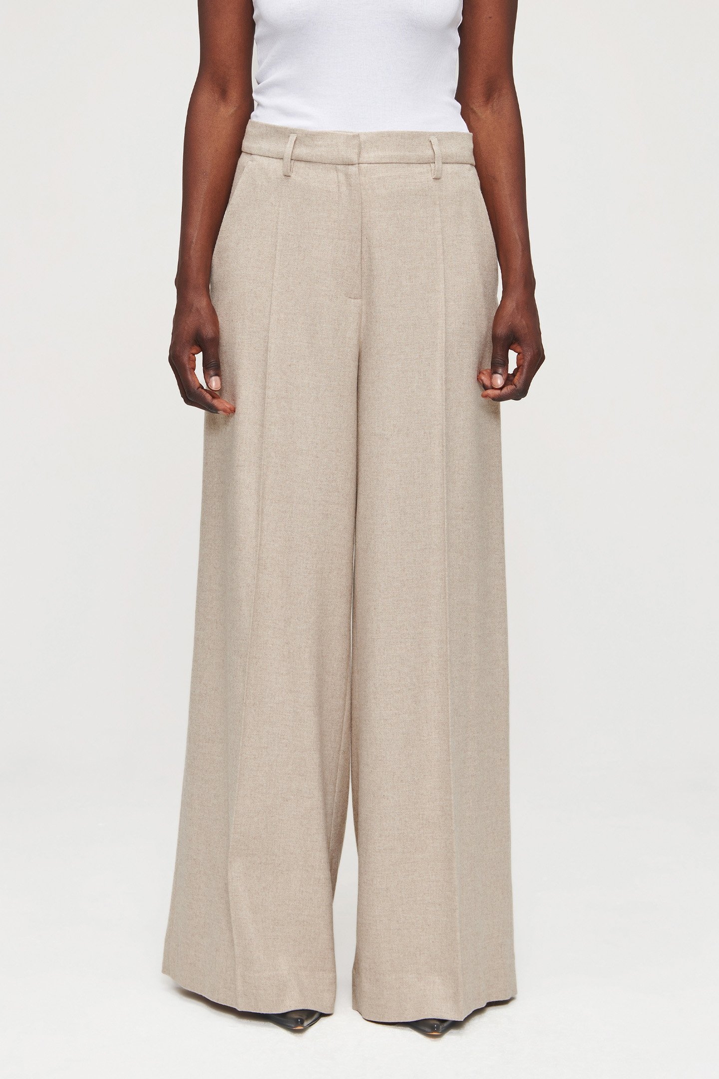 WIDE LEG FLANNEL PANTS SIMPLY TAUPE 1