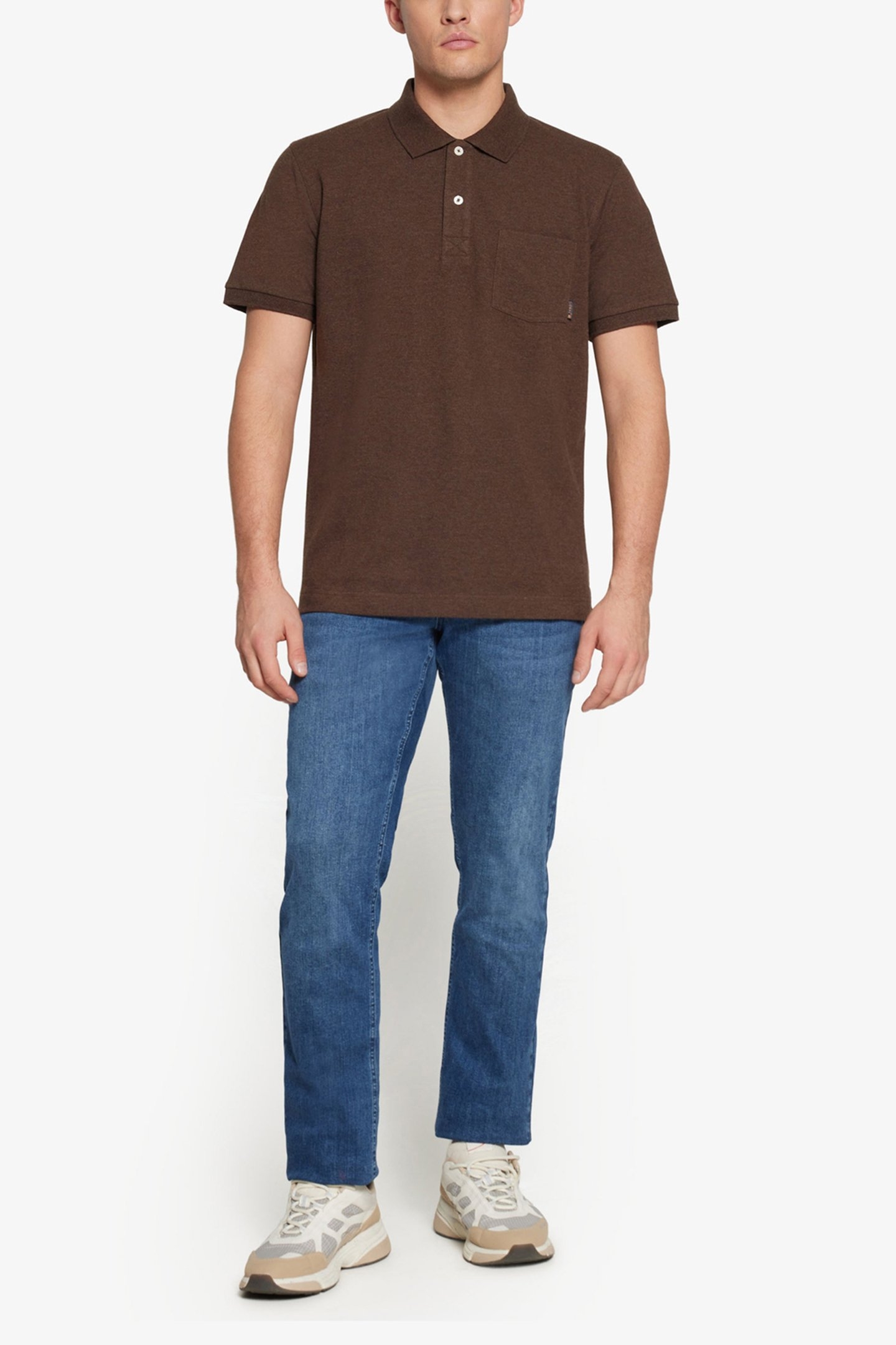 NICKYSI POCKET POLO BROWN BARK MELANGE 5