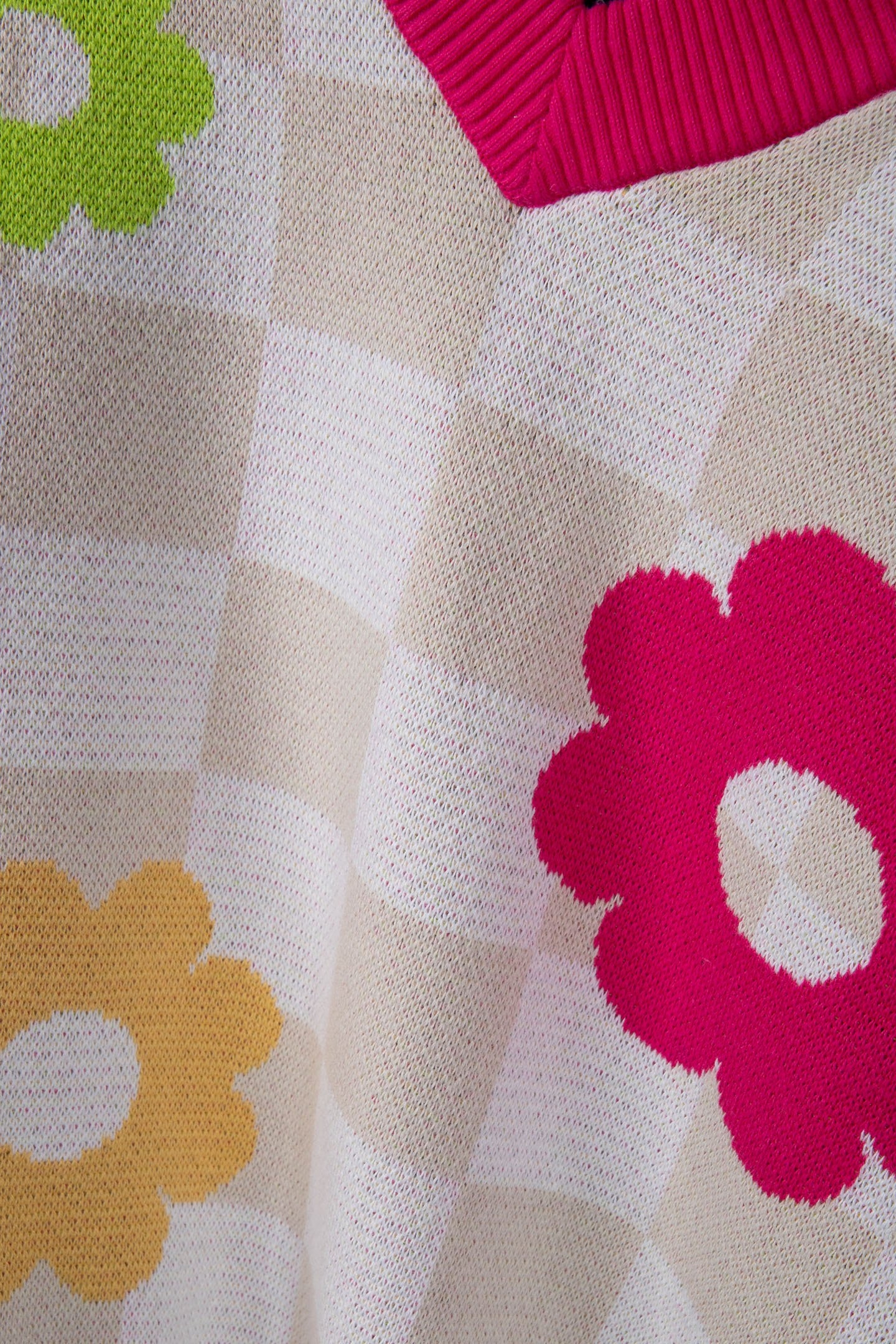 STELLA SWEATER VEST MENDED CHECK DENIM OATMEAL 4