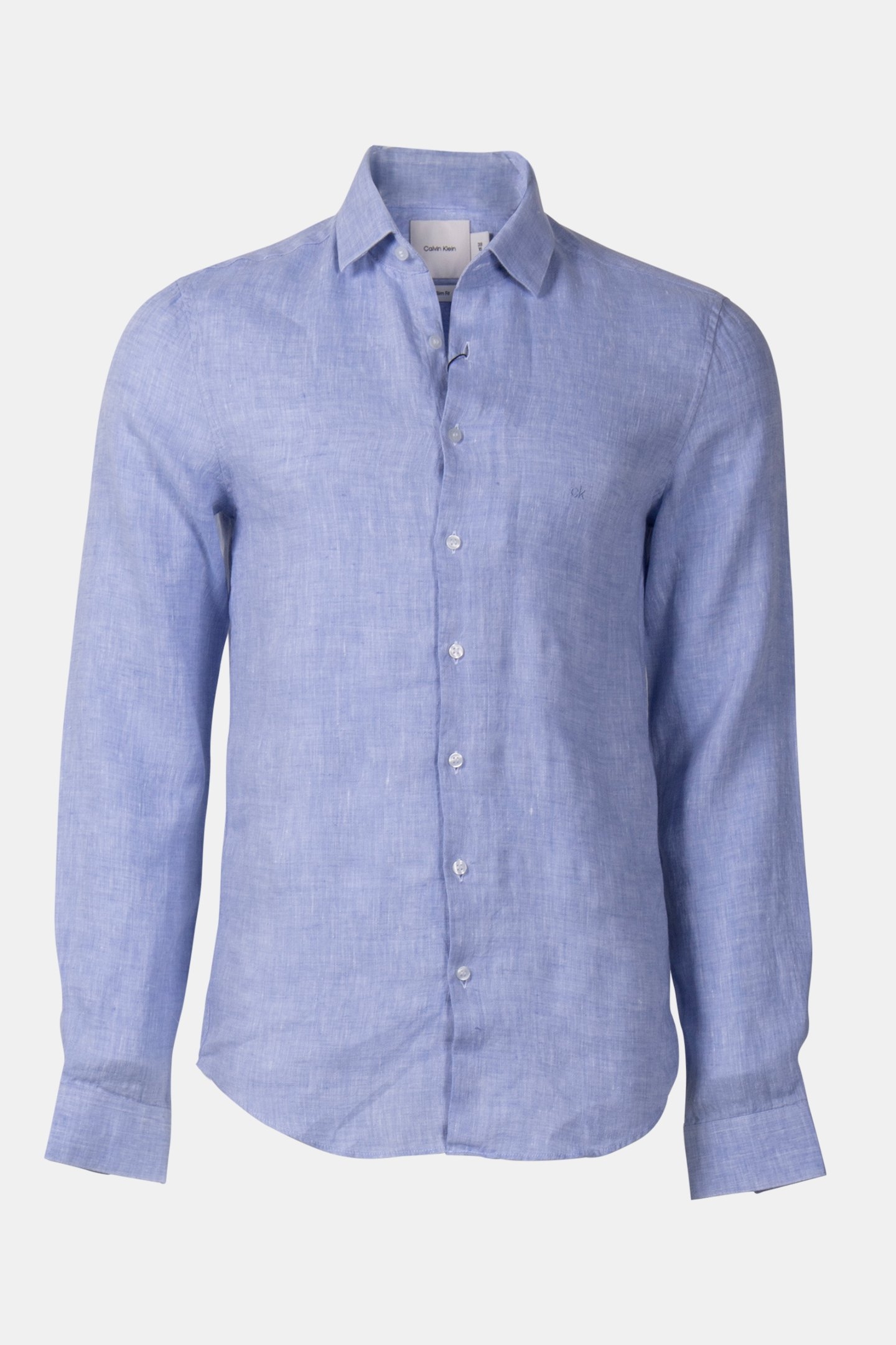 LINEN SOLID SLIM SHIRT BLUE 3