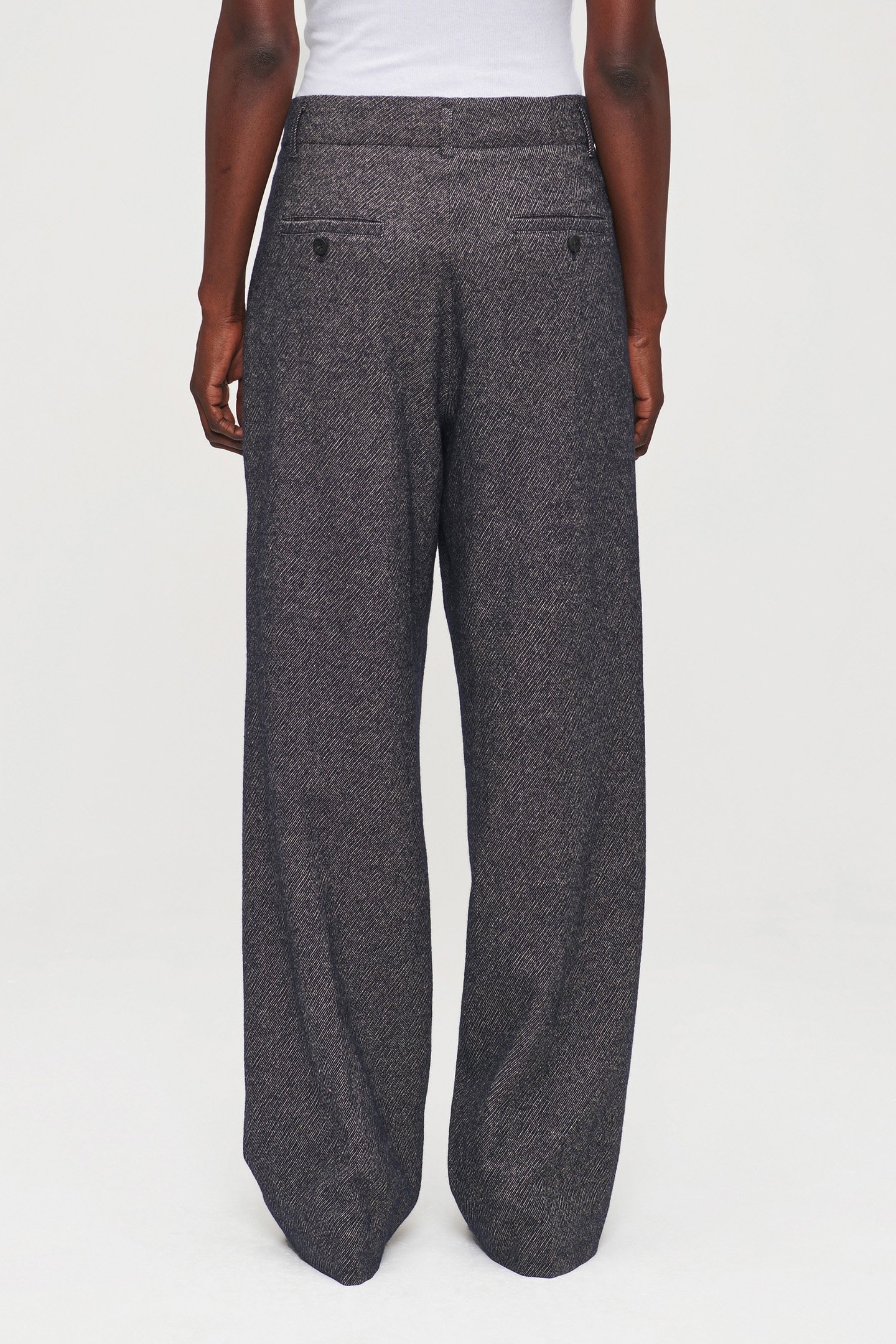 COTTON WOOL MIX PLEATED PANTS MIDNIGHT BLUE 2