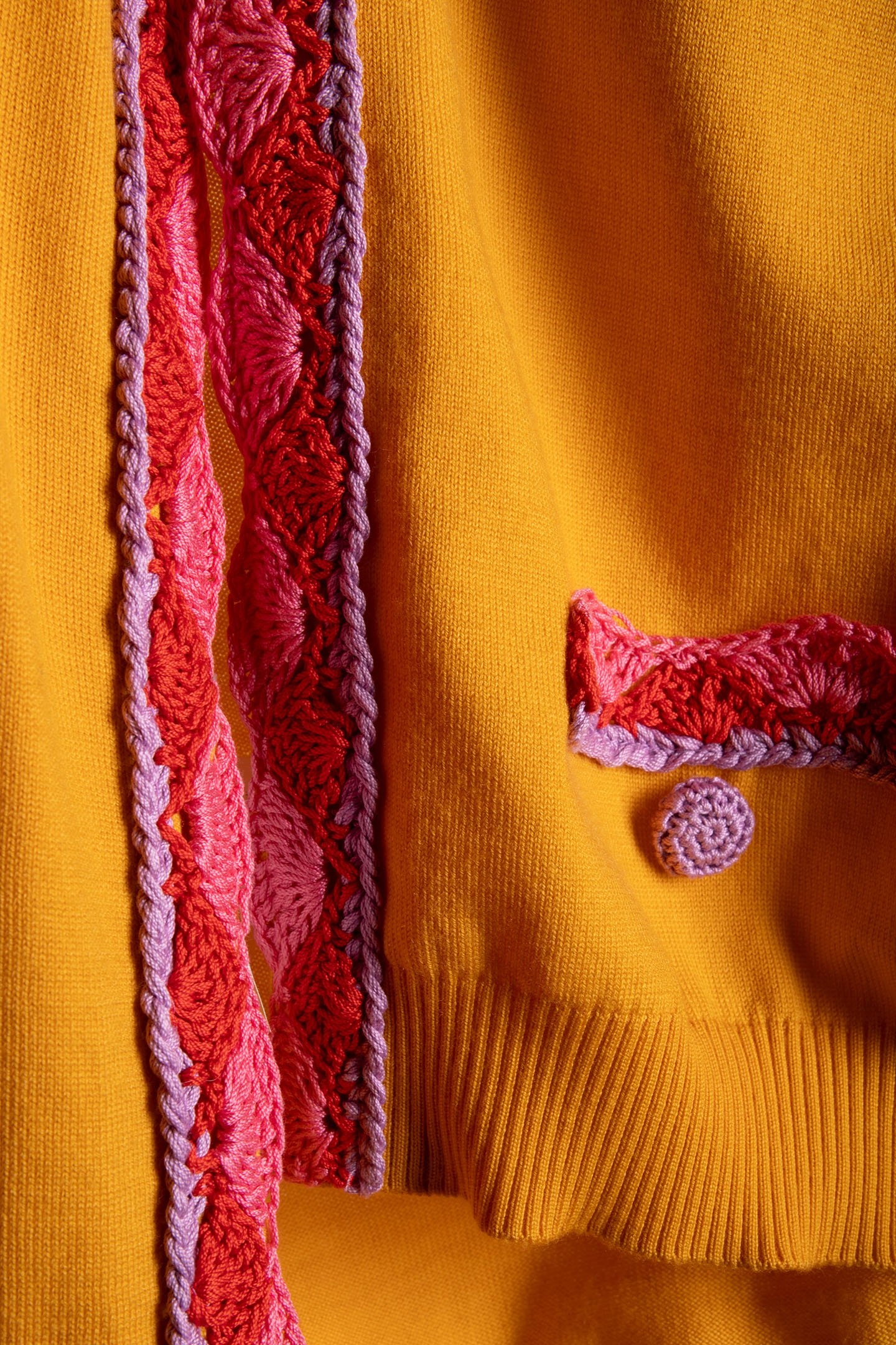 CROCHET DETAILS WOOL CARDIGAN YELLOW 4