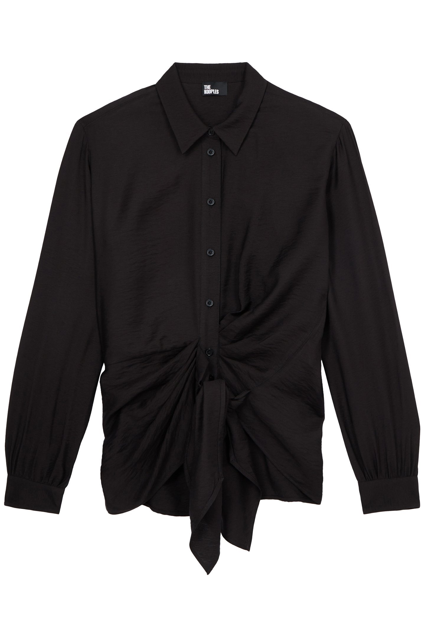 LONG-SLEEVED DRAPED KNOTTED SHIRT BLACK 2
