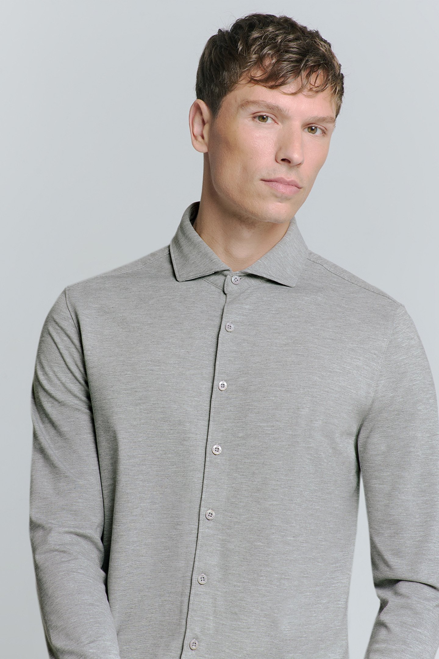 SHIRT JERSEY MELANGE STRETCH GREY MELANGE 6