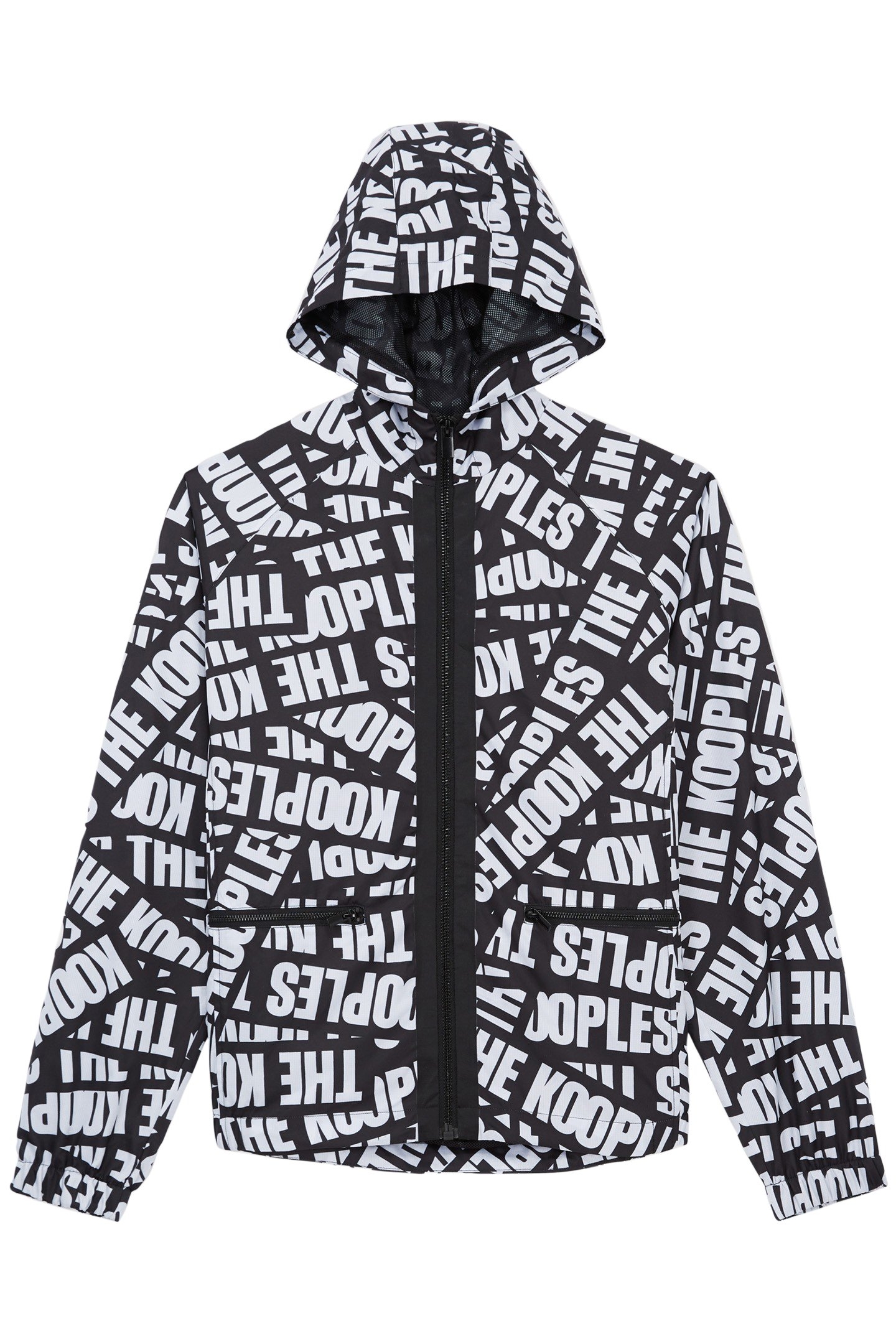 WINDBREAKER TAPE ALLOVER LOGO DOUBLURE EN MESH BLACK/WHITE 1