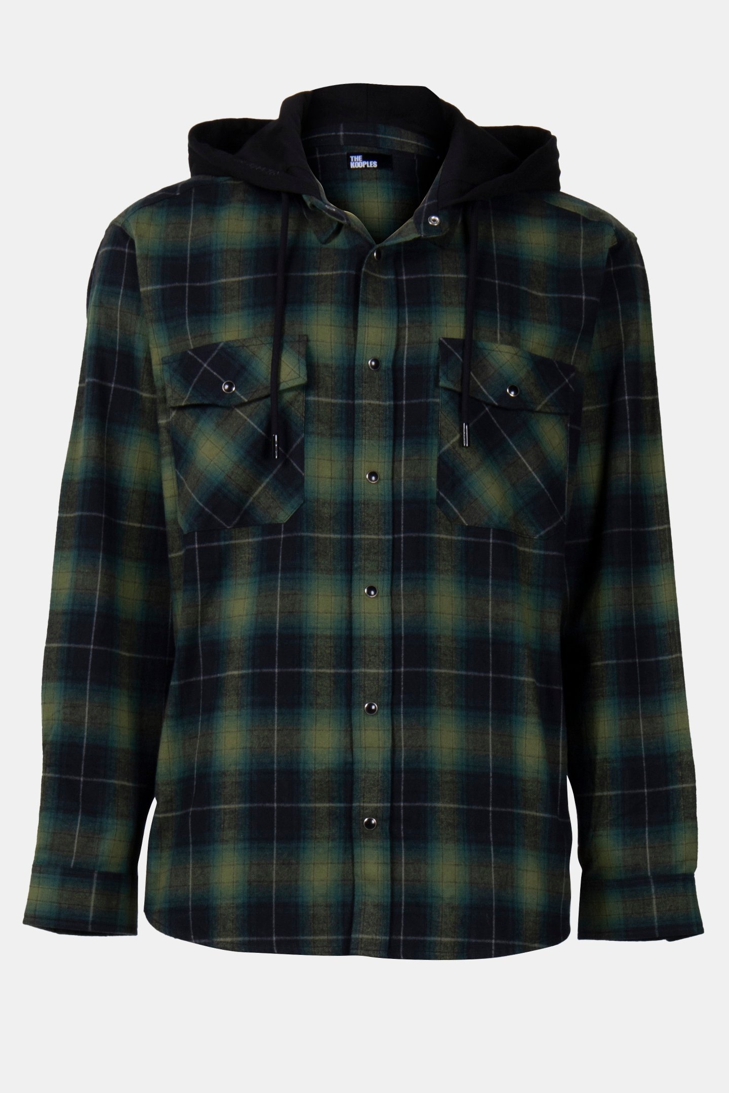 CHECKED SHIRT WITH HOOD BLACK/GREEN 3