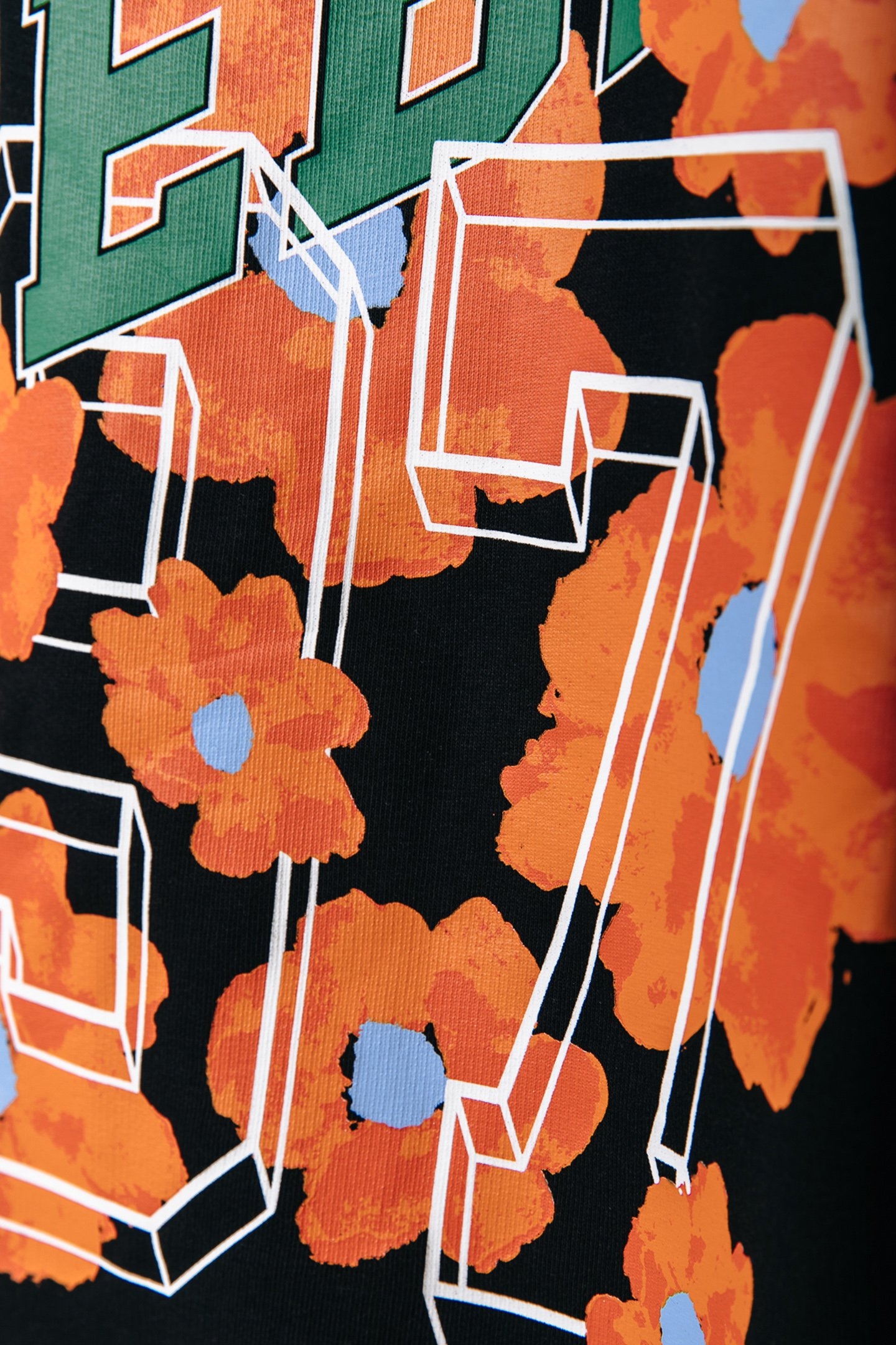 AQUA FLOWERS OVERSIZED HOODIE BLACK 5