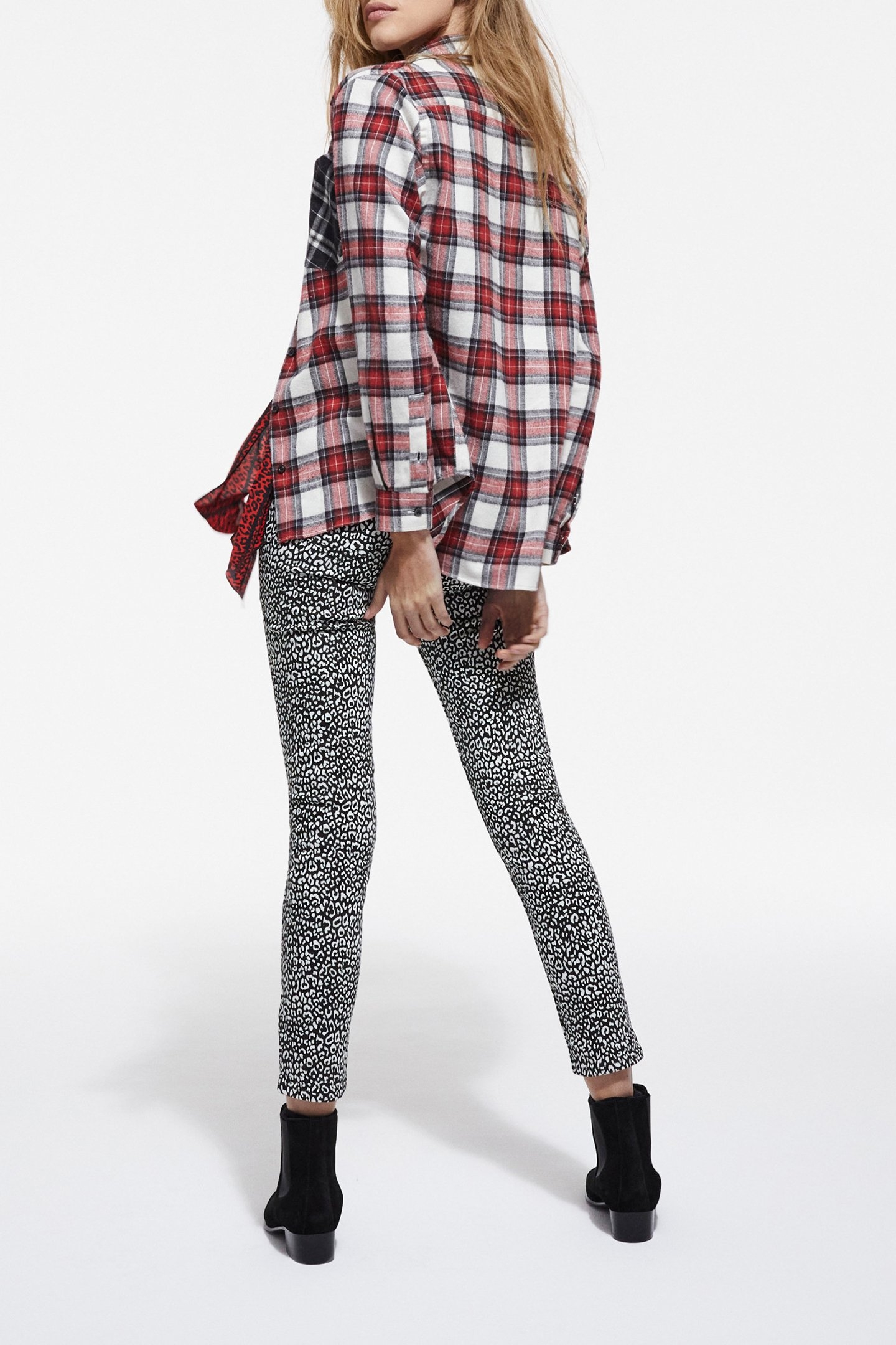 CHECKED SHIRT WITH CONTRASTING POCKETS RED 3