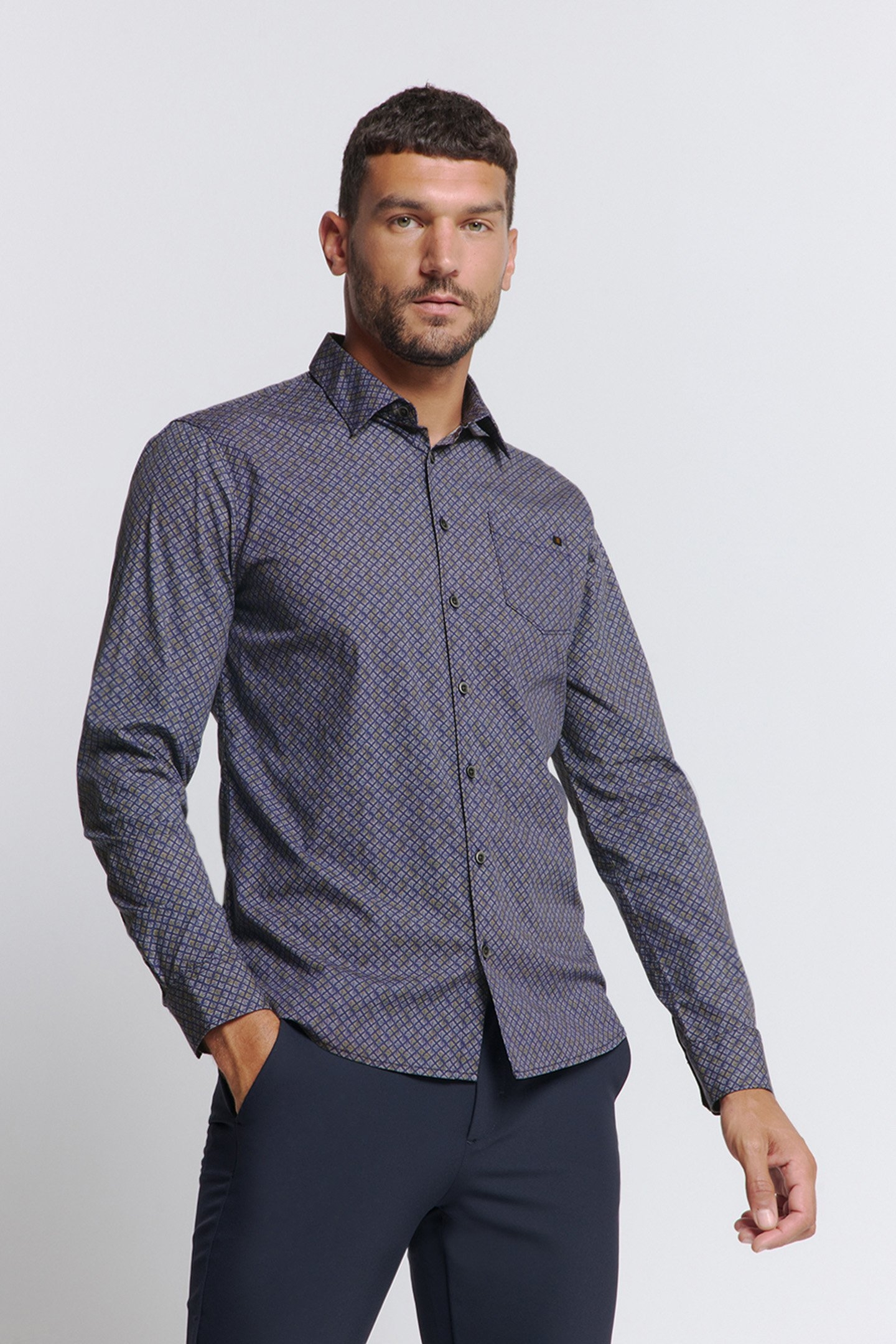 SHIRT STRETCH ALLOVER PRINTED BLUEBERRY 1