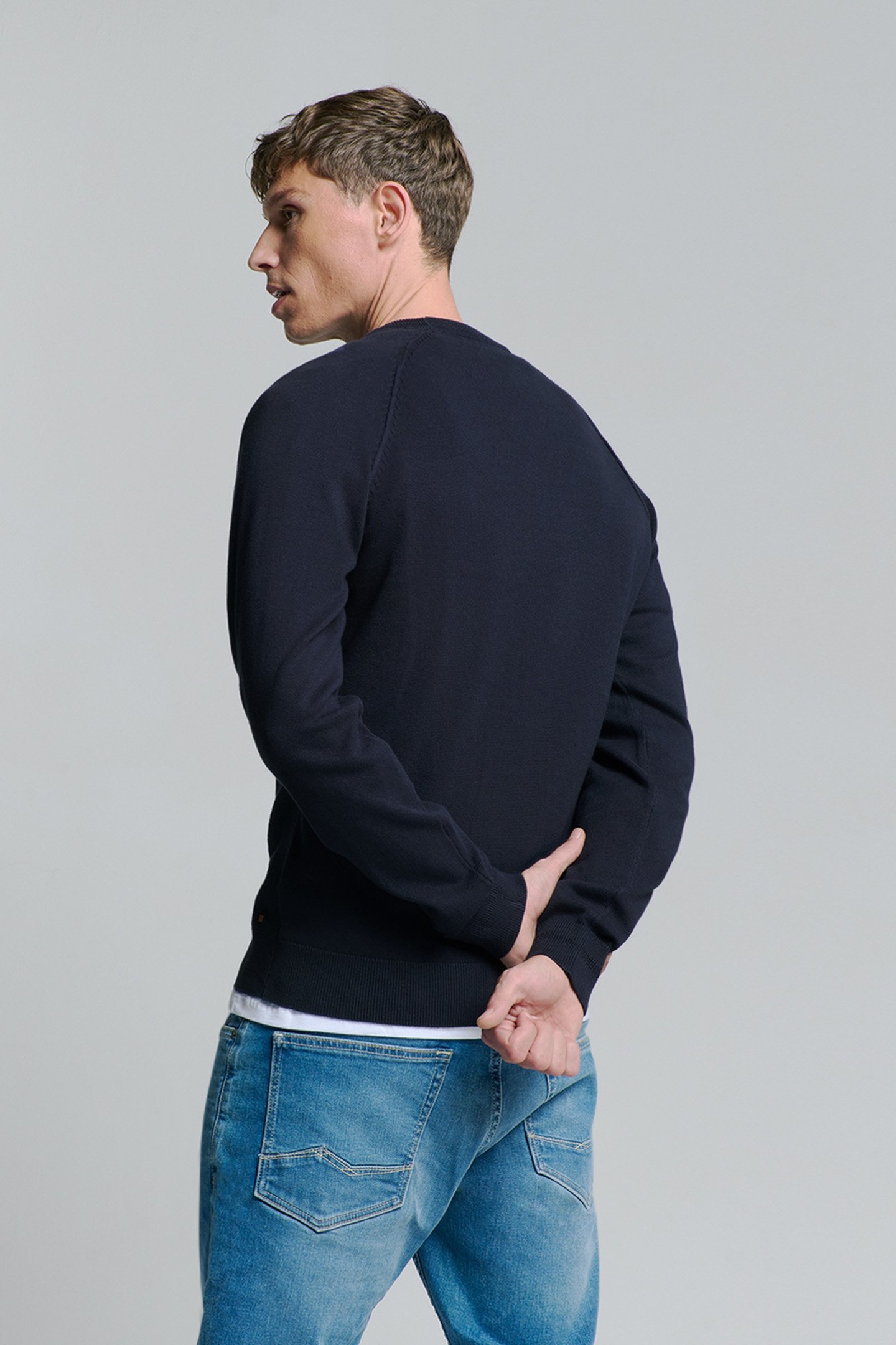 PULLOVER CREWNECK SOLID RELIEF KNIT BLUEBERRY 2