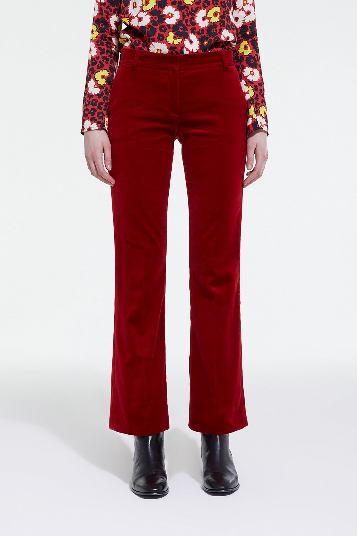 EVASE LOWER DETAIL SUIT PANTS RED 1