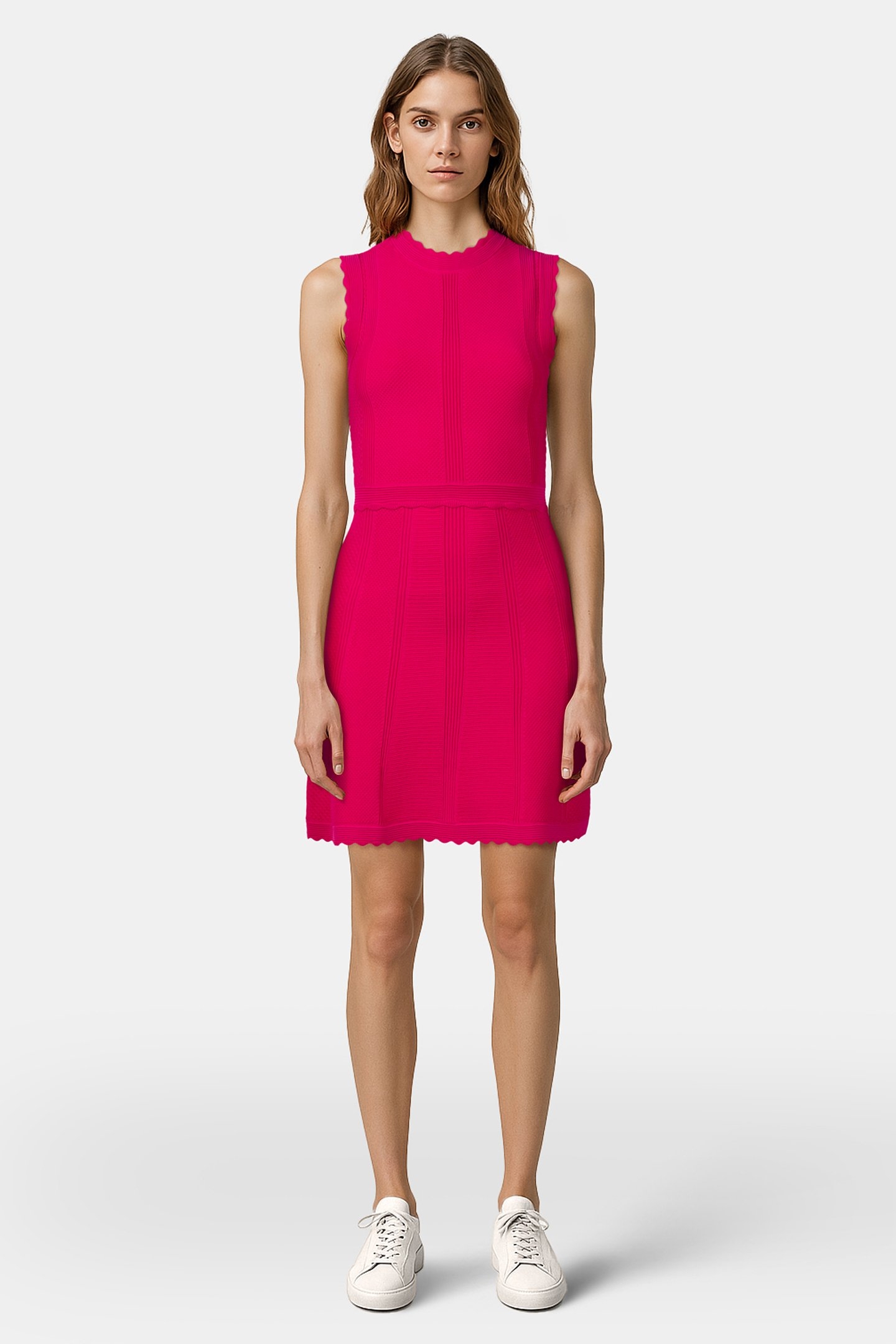 SHORT SLEEVELESS KNIT DRESS PINK 1