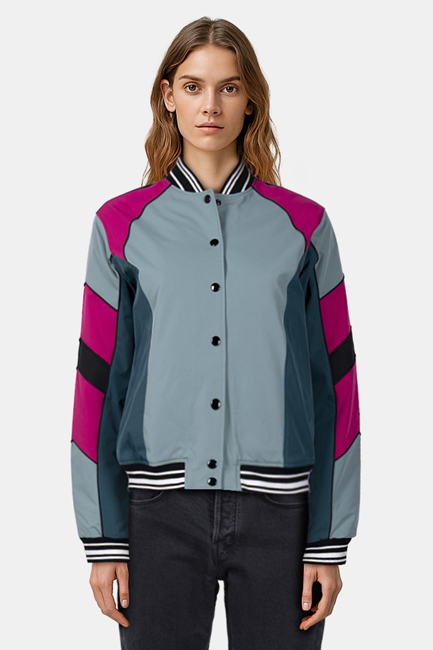 COLORFUL MOTORCYCLE-INSPIRED JACKET CELADON 1