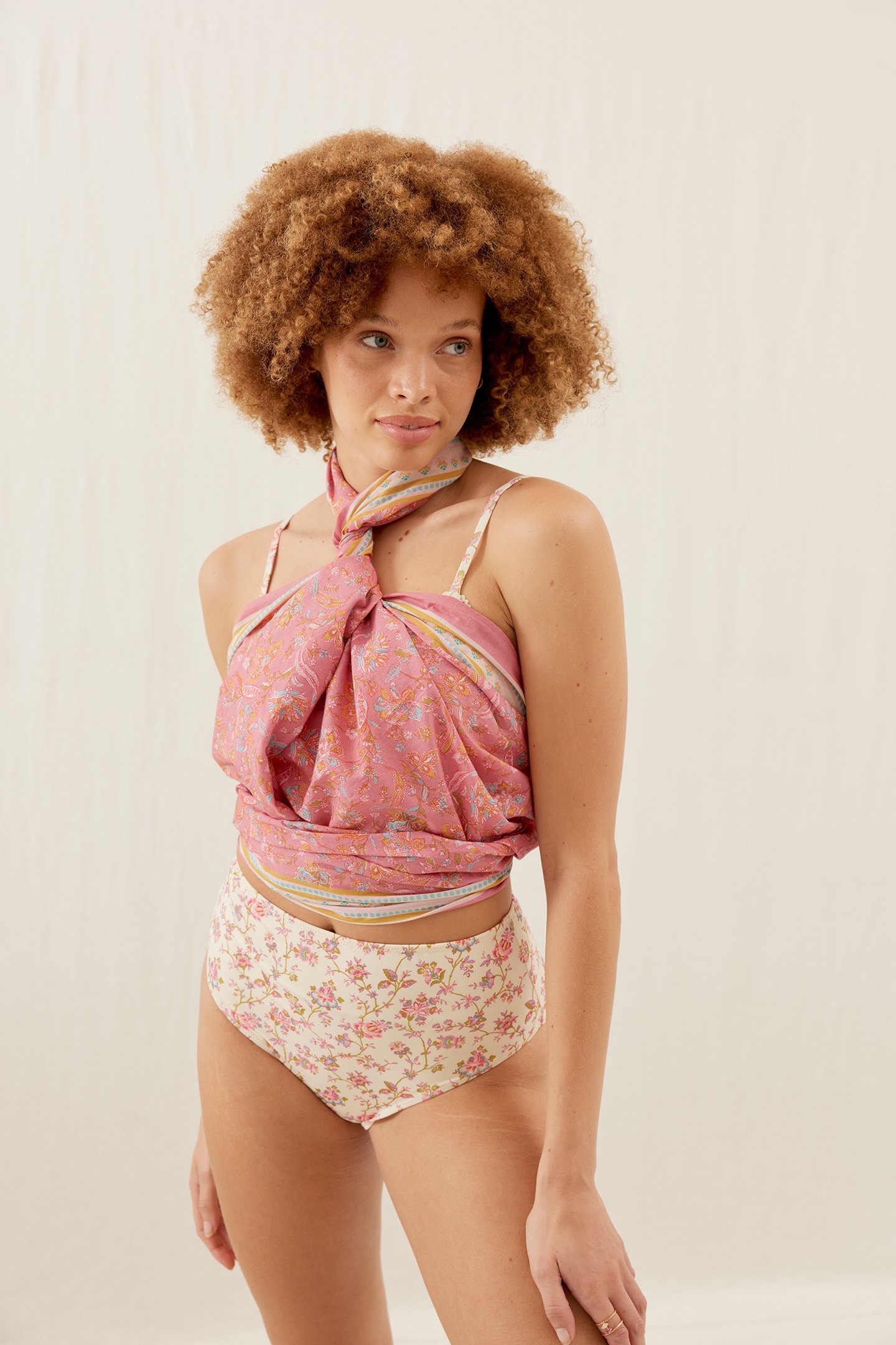 WOVEN SCARF CAPUCINE (100X100) PINK MALLOW ROMANCE 1