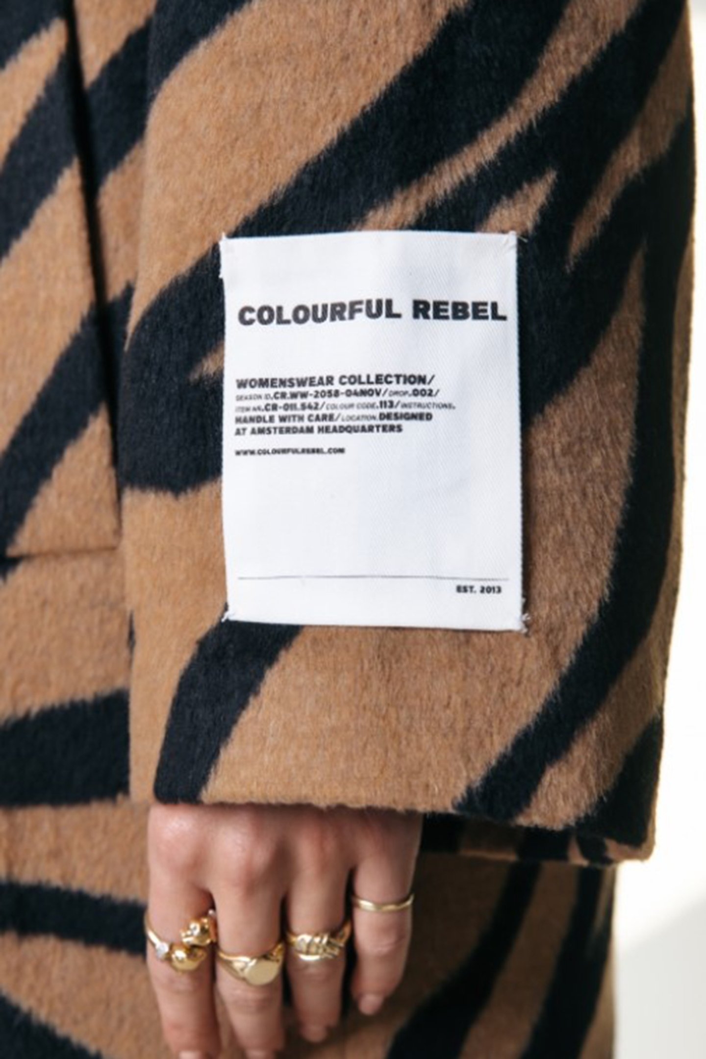 ZANIA ZEBRA DOUBLE BREASTED WOOL LONG COAT BROWN 6