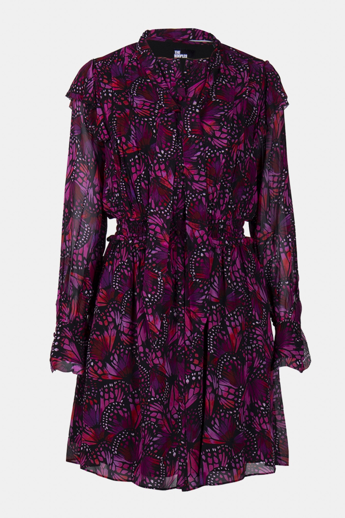 ML SHORT BUTTONED DRESS WITH LAVALIERE COLLAR PINK 3