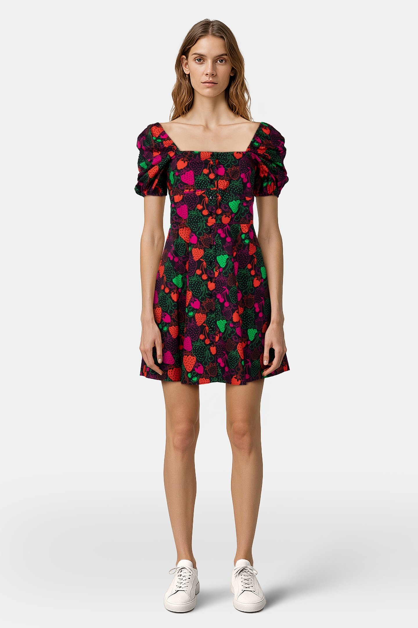 SHORT SQUARE NECK DRESS MULTICOLOR 1