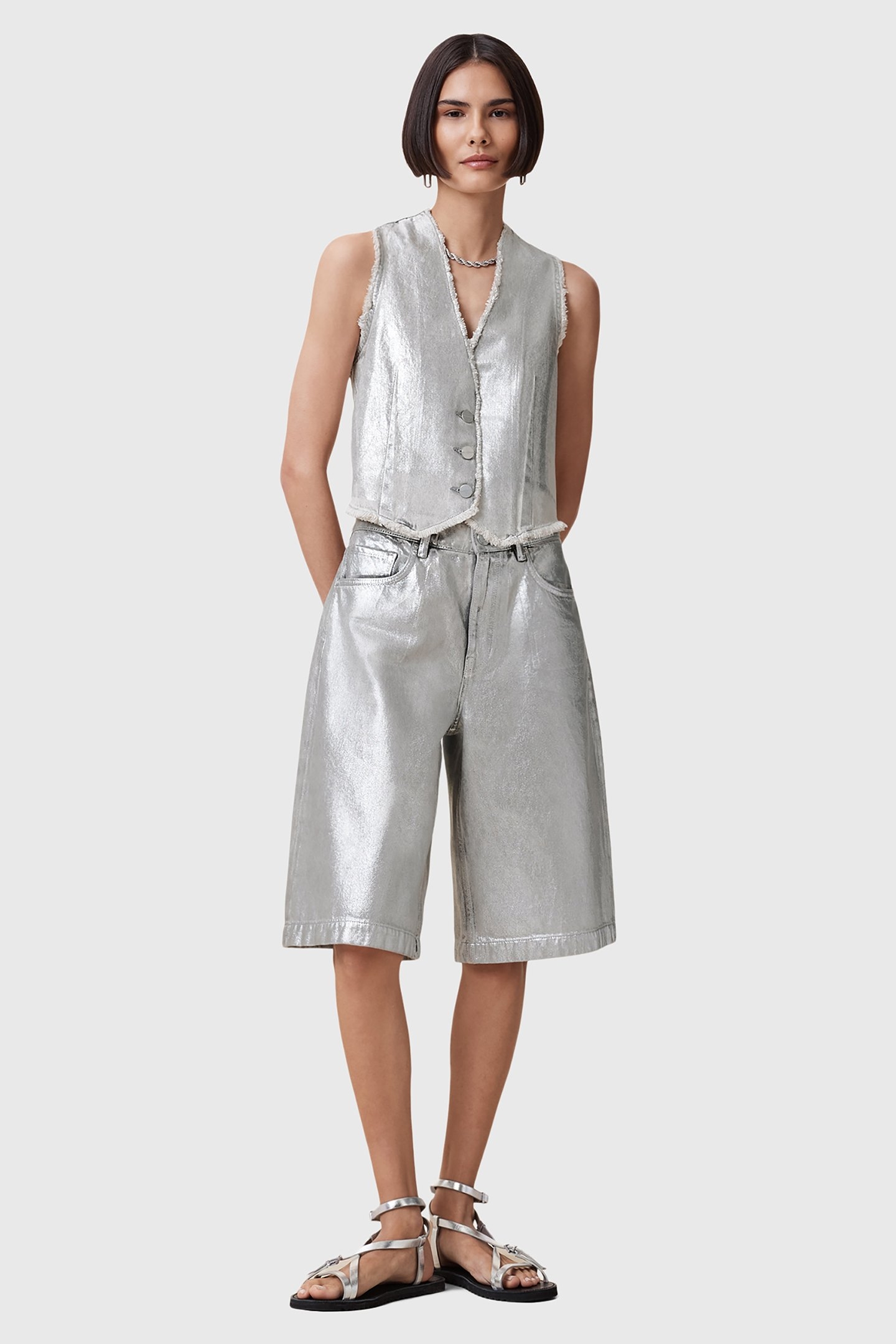 ANDREA WAISTCOAT METALLIC SILVER 3