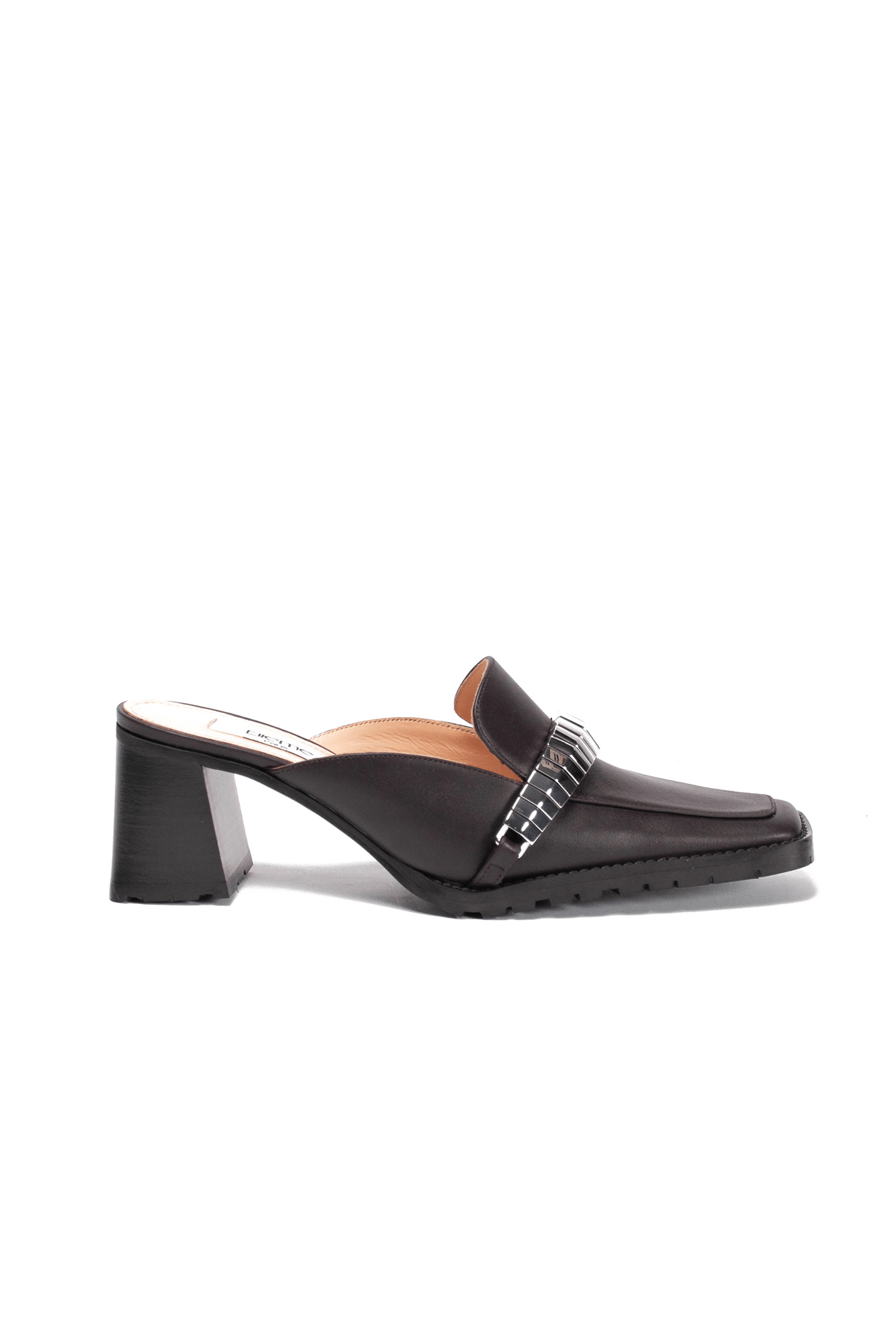 EVA LOAFER MULE LEATHER/METAL BROWN 1