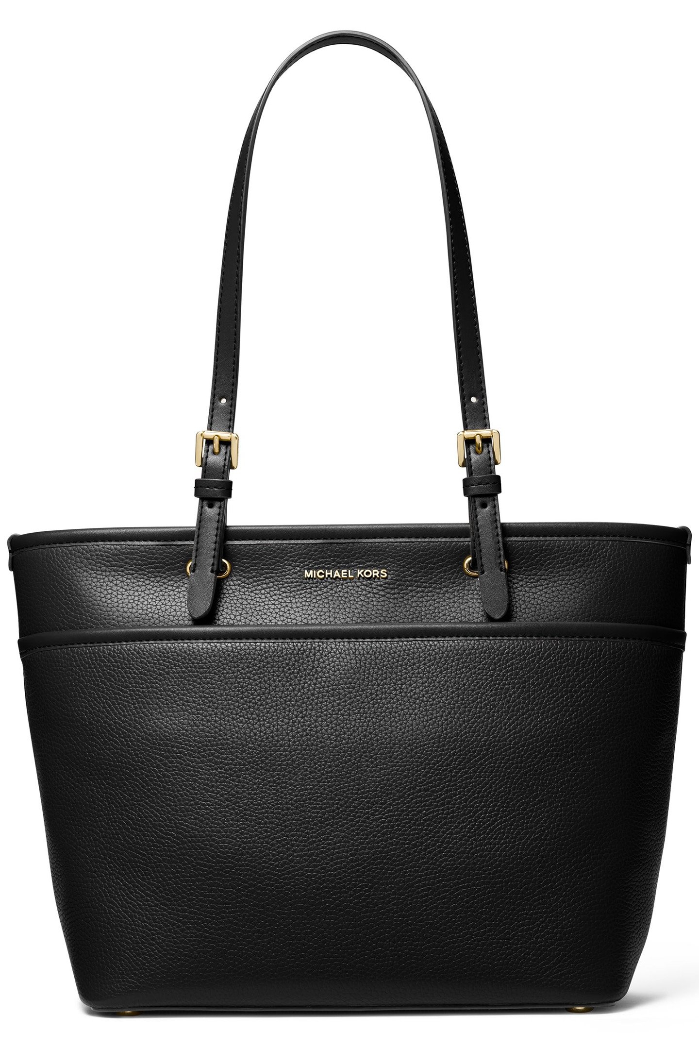 MEDIUM LEATHER TOP ZIP BUCKET MESSENGER BAG IN BLACK 1