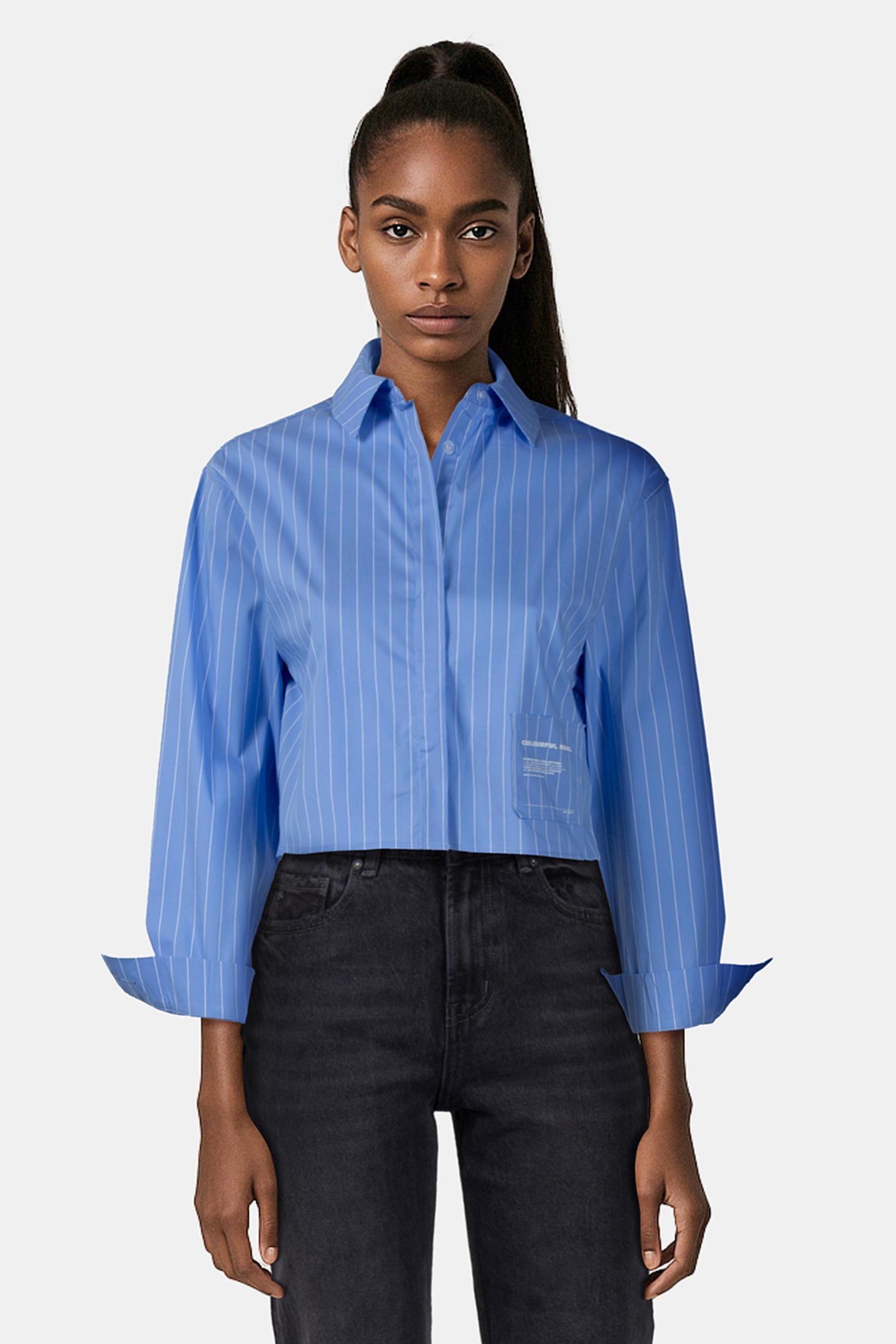 ALIYA STRIPED BOXY BLOUSE BLUE 1