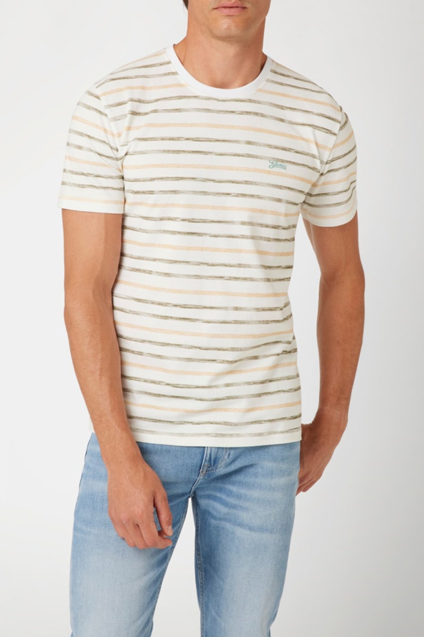 SS CN STRIPED TEE WHITE/GREEN STONE/DU 1