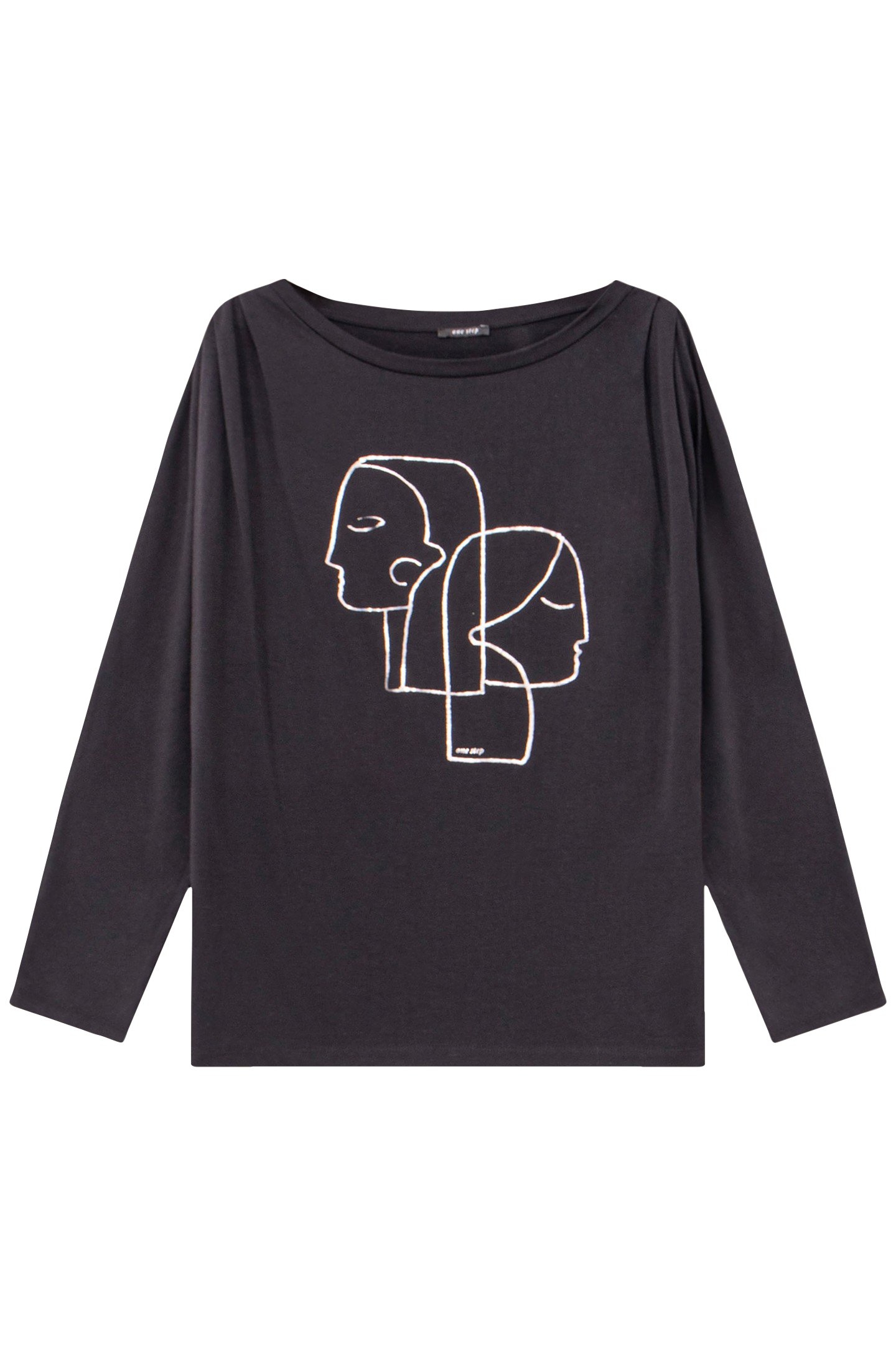 MARNIE - BLACK T-SHIRT WITH SILVER FOIL SCREEN PRINT OF DANC 1