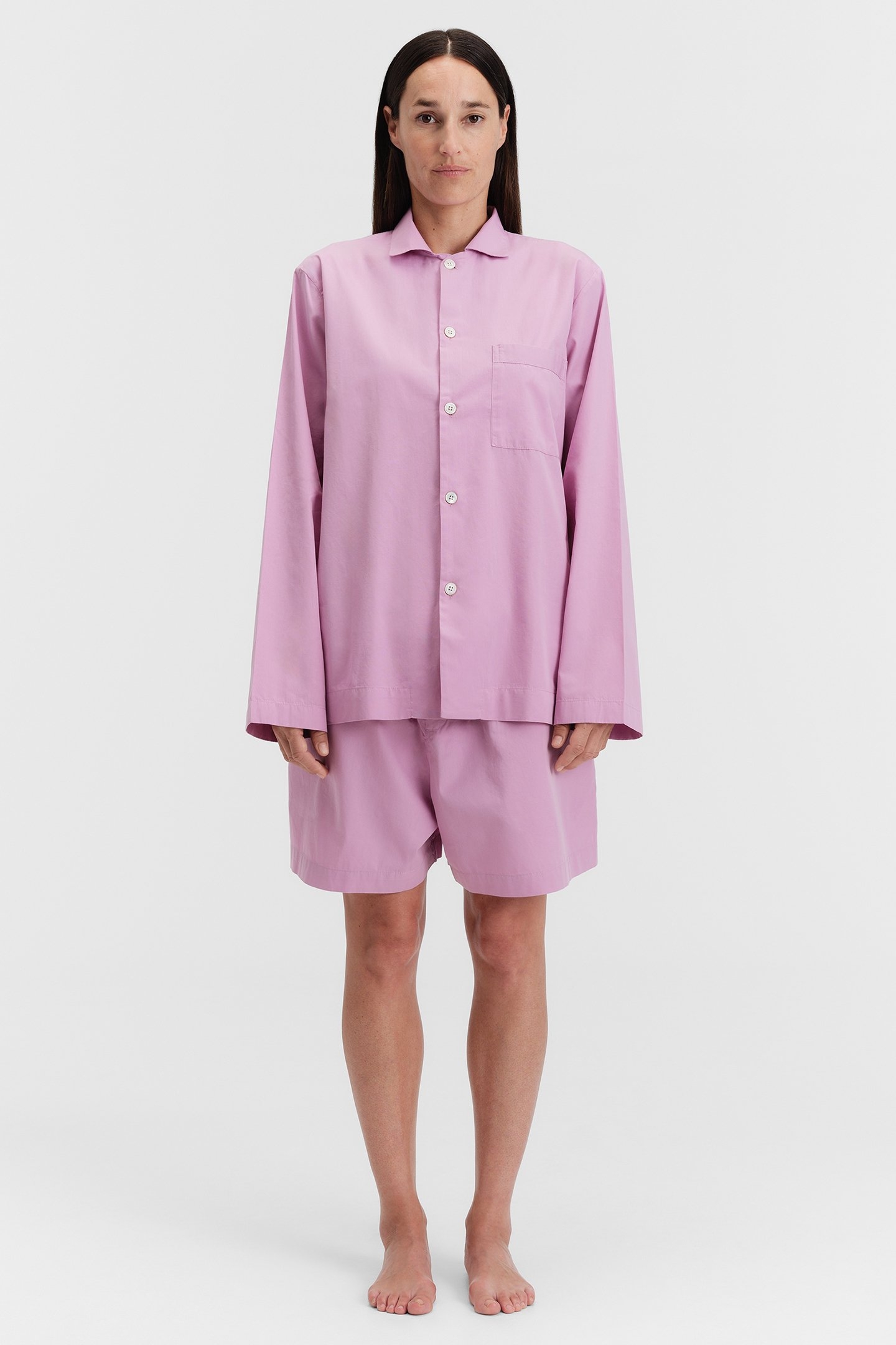 UNISEX POPLIN PYJAMAS SHORTS PURPLE PINK 2