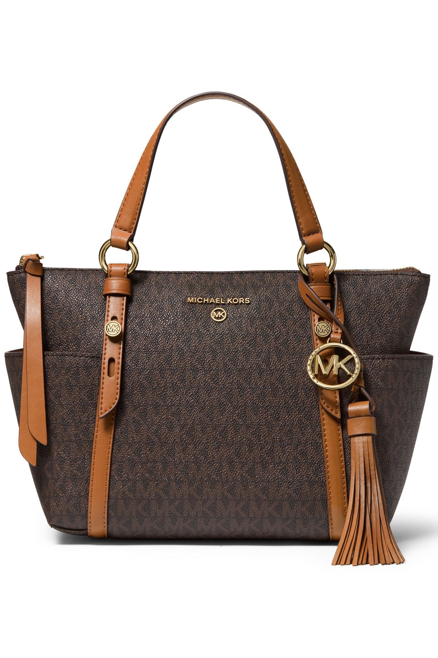 TOP ZIP TOTE BAG IN BROWN 1