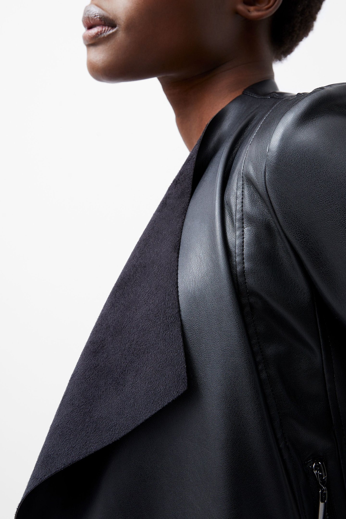 STEPHANIE PU WATERFALL FRNT JK BLACK 4