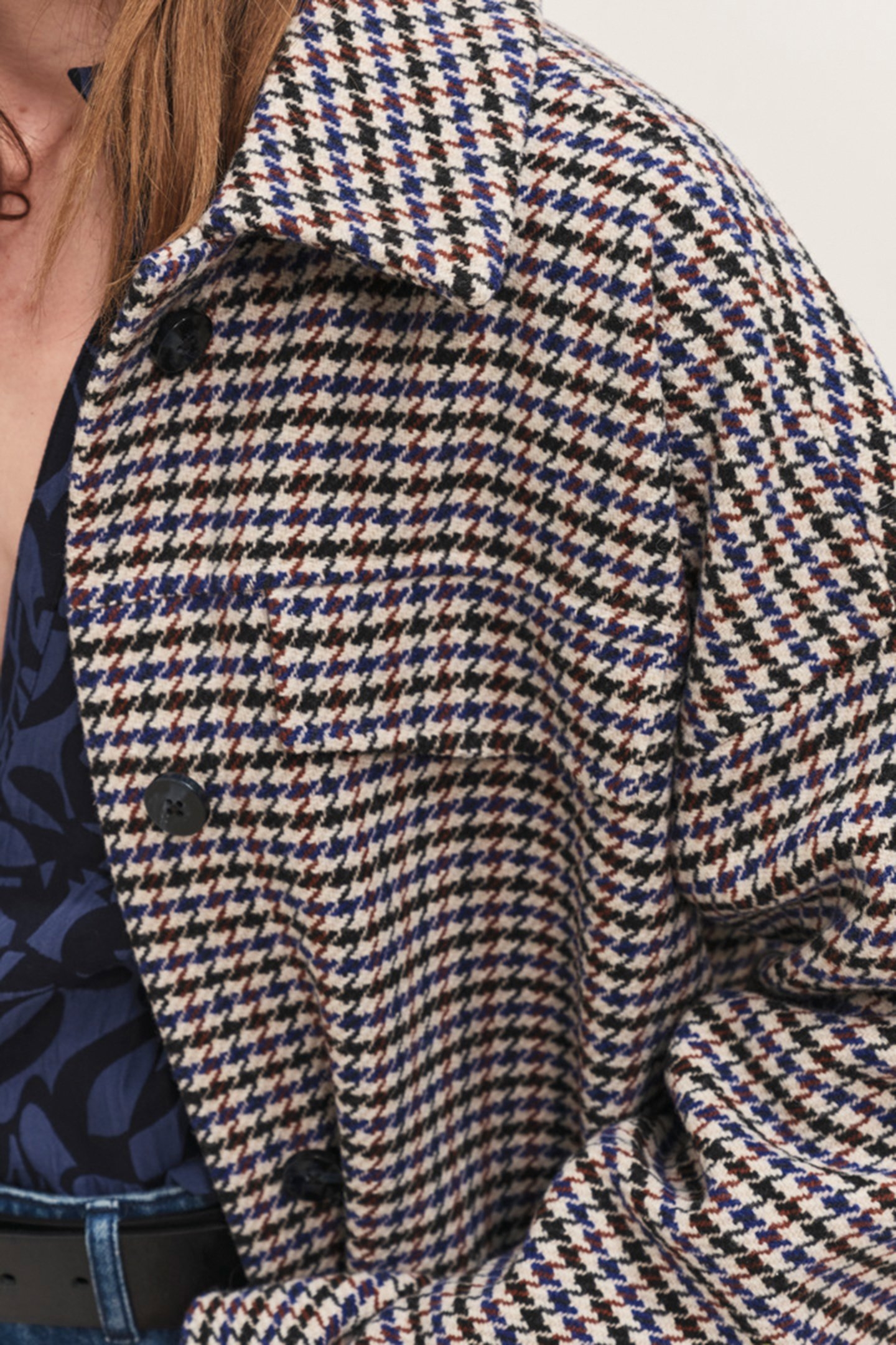 DOMINO - SANDCASTLE WOOL COAT WITH HOUNDSTOOTH PATTERN 4