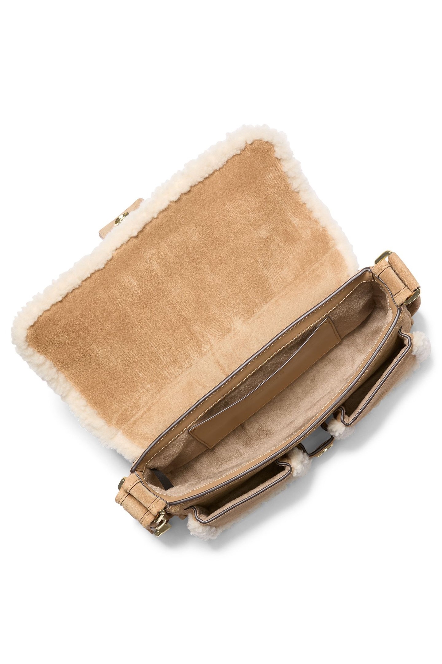 MEDIUM SHOULDER BAG WITH BUCKLE DETAIL IN BROWN SUEDE 4