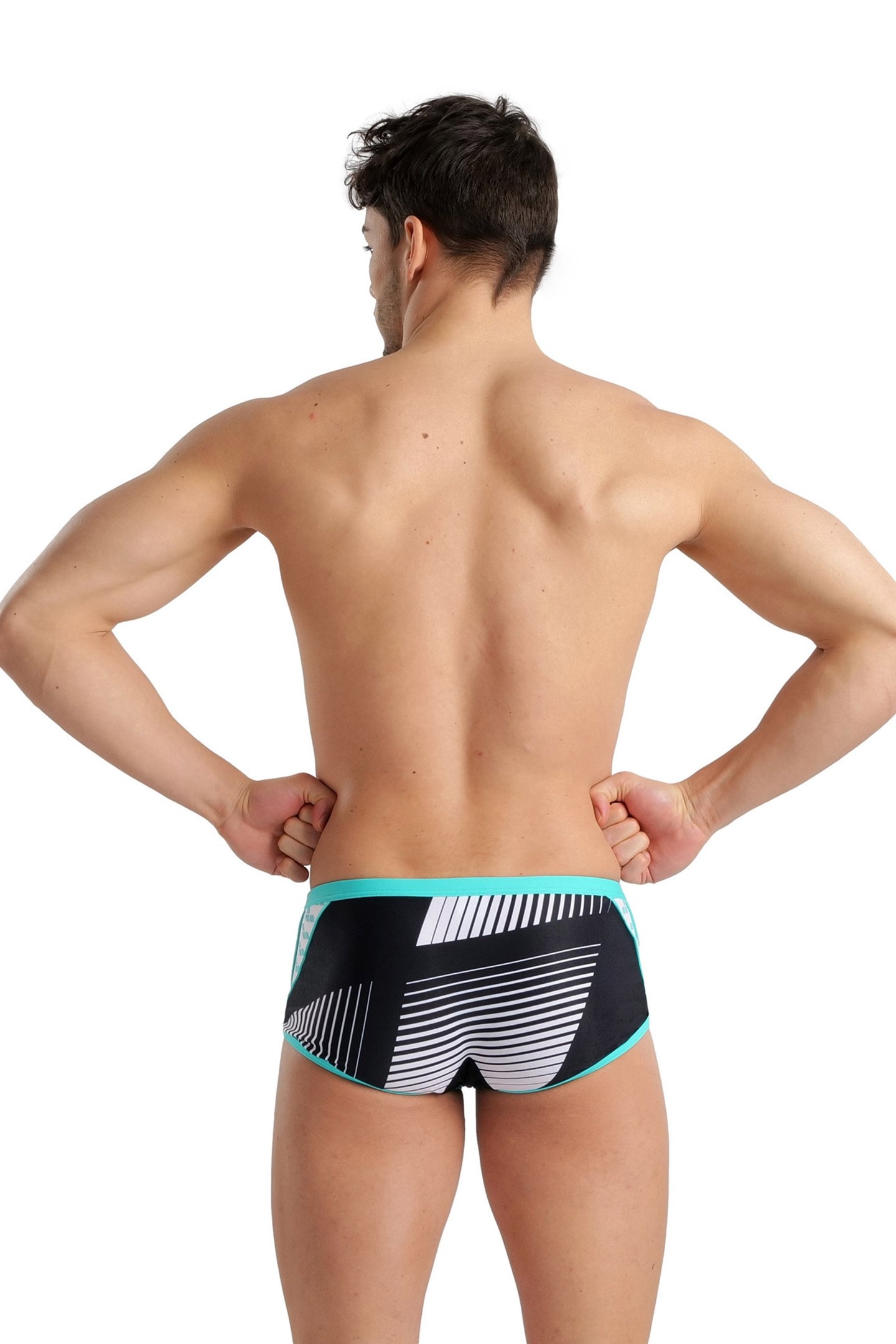 MEN'S ARENA ICONS SWIM LOW WAIST SHORT L BLACK WHITE BLUE DI 2