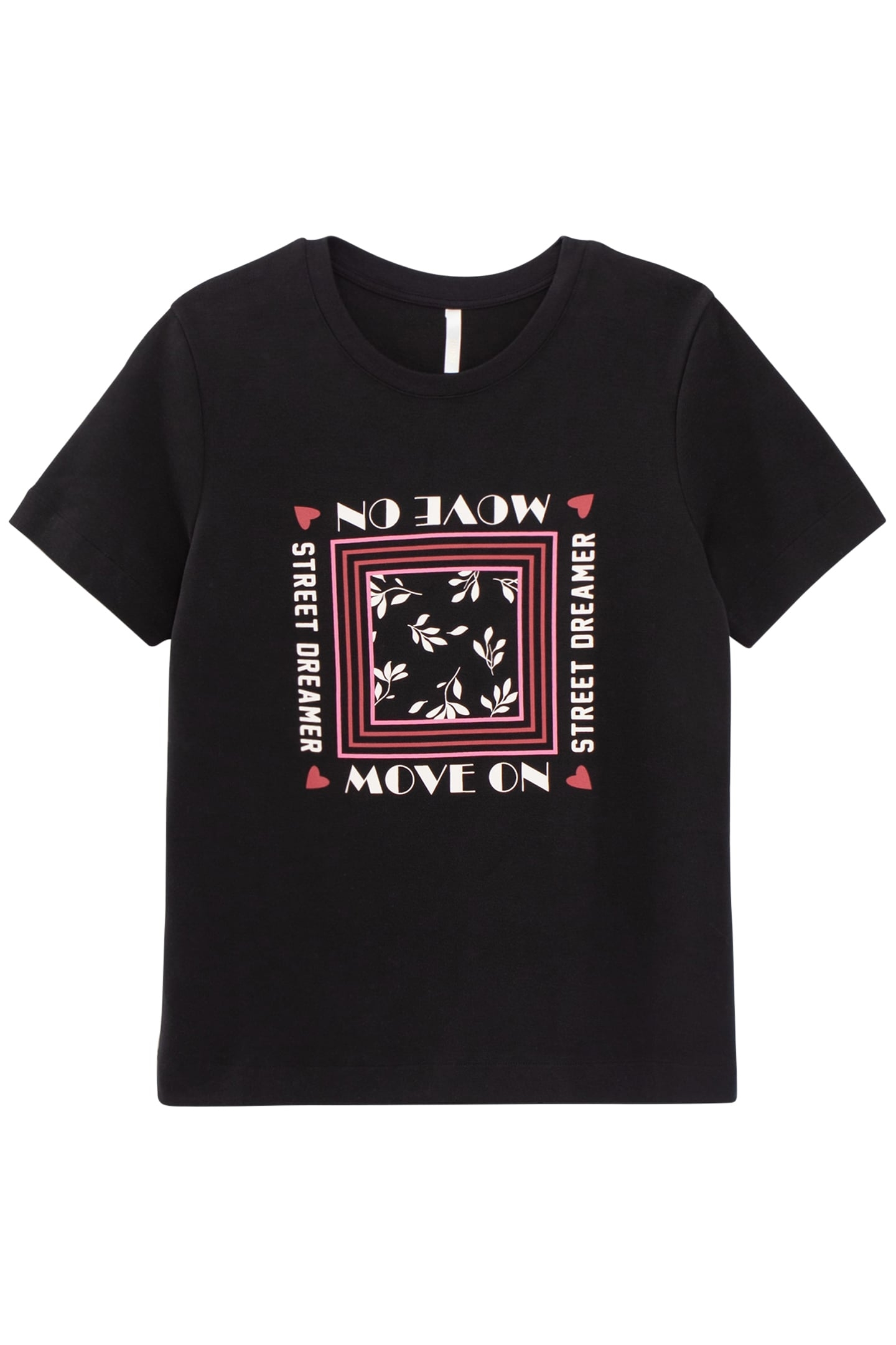 BLACK T-SHIRT WITH SLOGAN FRAME IMAGE BLACK 3