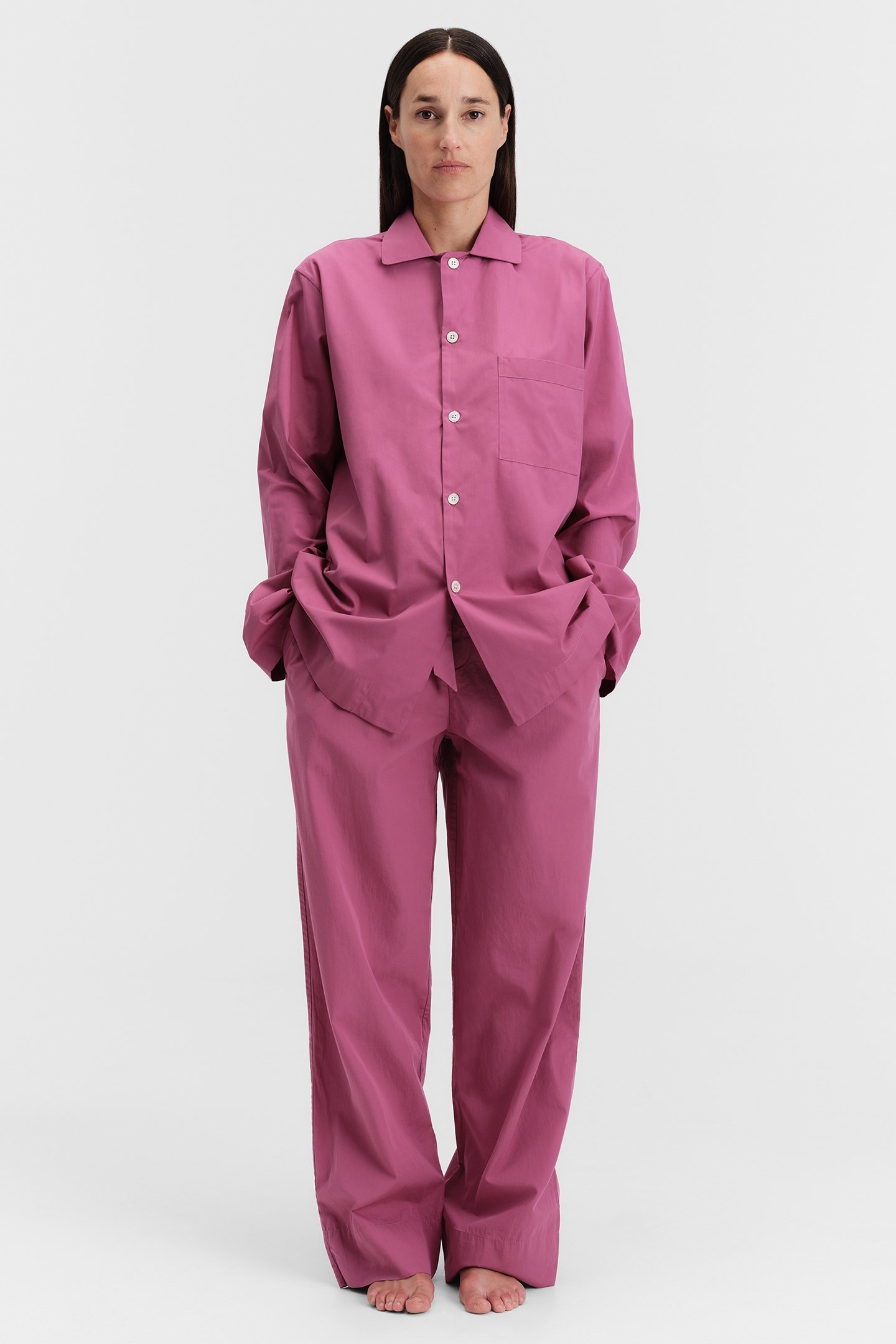 UNISEX POPLIN PYJAMAS SHIRT LINGONBERRY 2