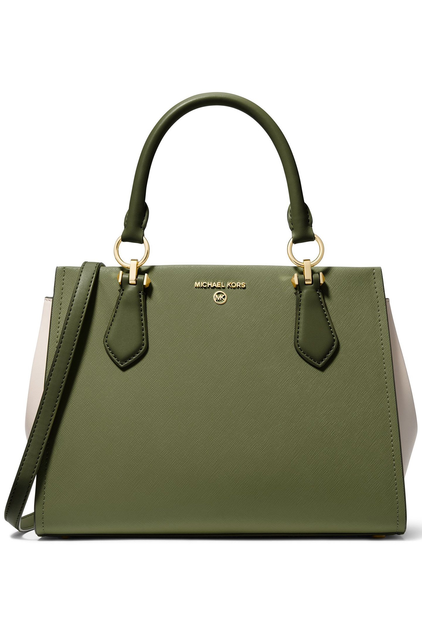 MEDIUM LEATHER SATCHEL BAG IN OLIVE 1