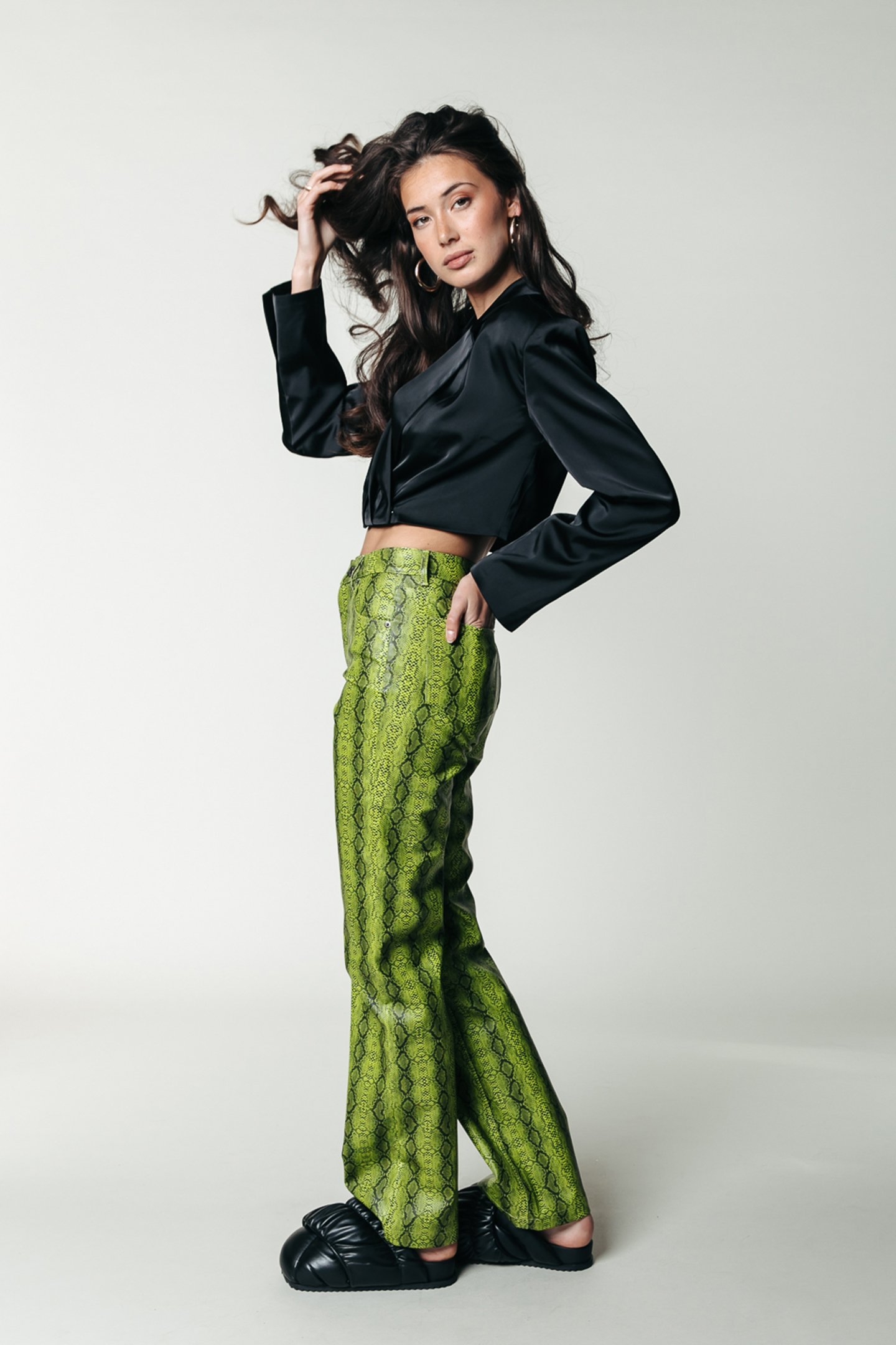 RUSSY SNAKE 5 POCKET HIGH WAIST PANTS NEON LIME 3