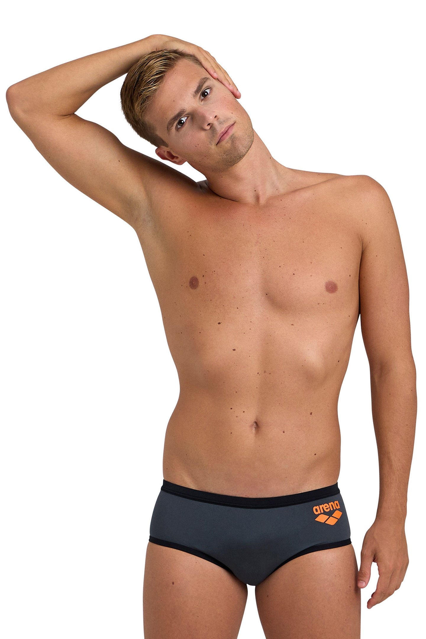 MEN'S ARENA ONE 12CM SWIM BRIEFS BIG LOG ASPHALT BLACK 5