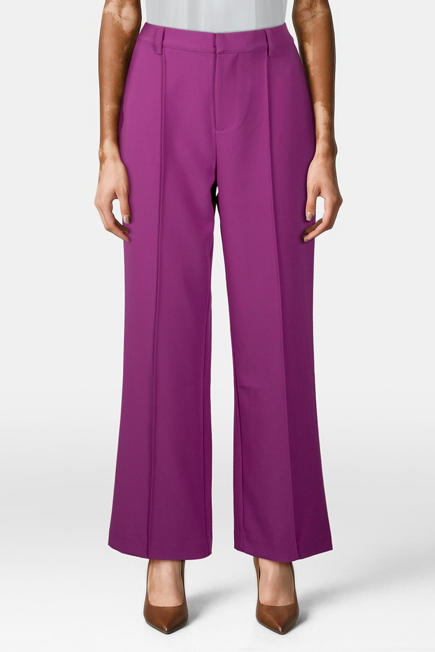 RUS UNI PINTUCK STRAIGHT PANTS VIOLET PINK 1