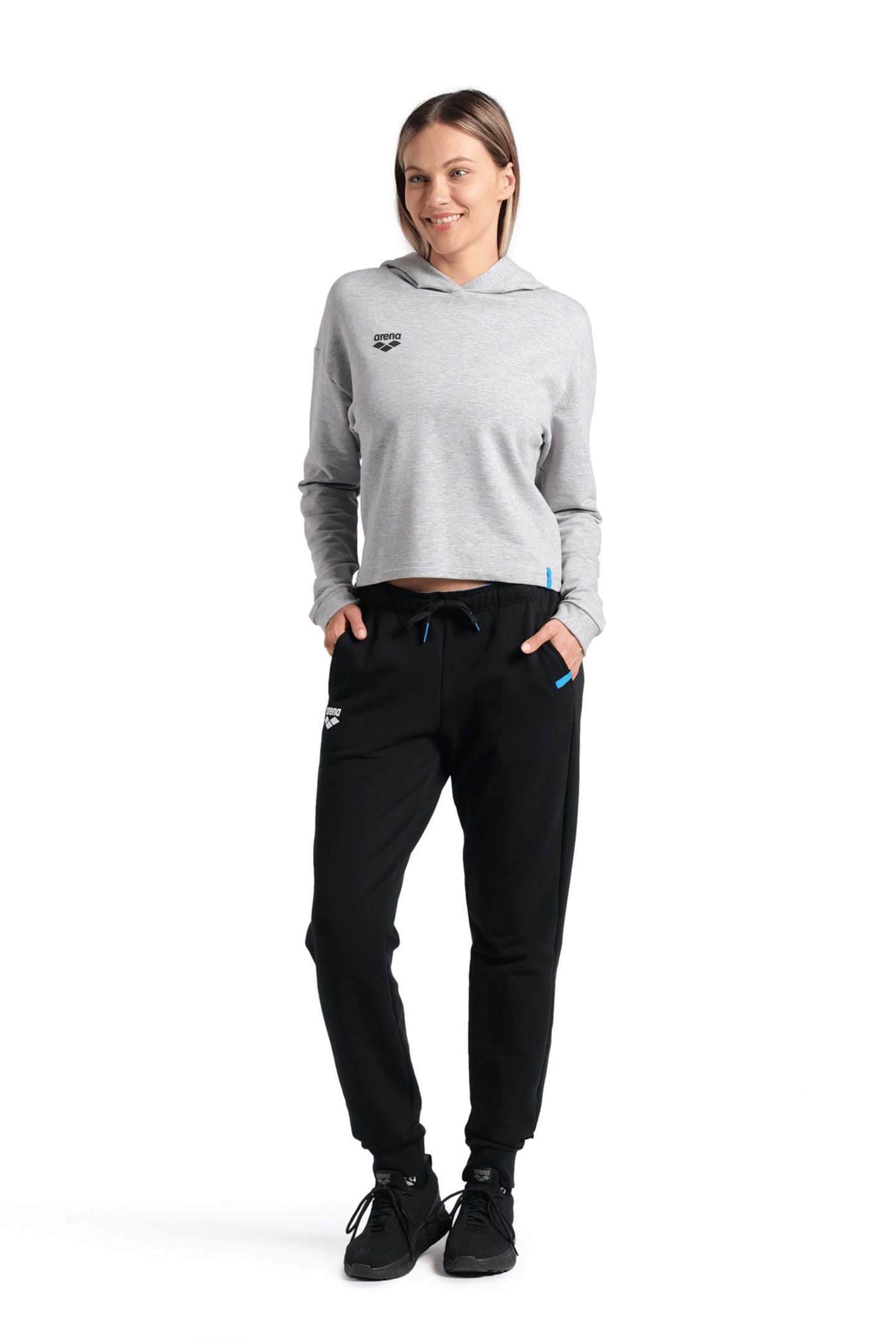 WOMEN'S HOODED SWEAT FLEECE MEDIUM GREY HEATHER 5