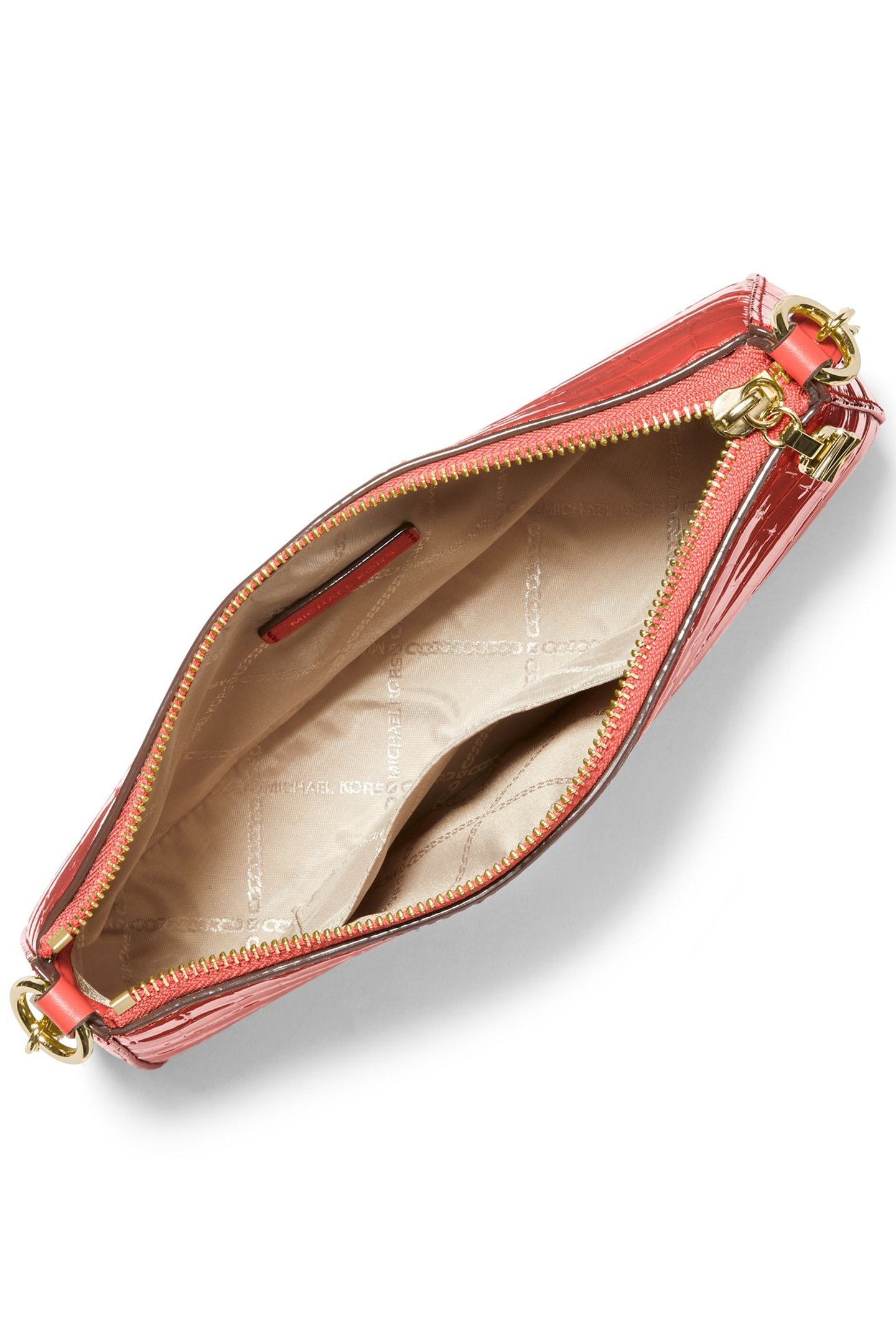 LEATHER CHAIN SHOULDER BAG IN CORAL 3