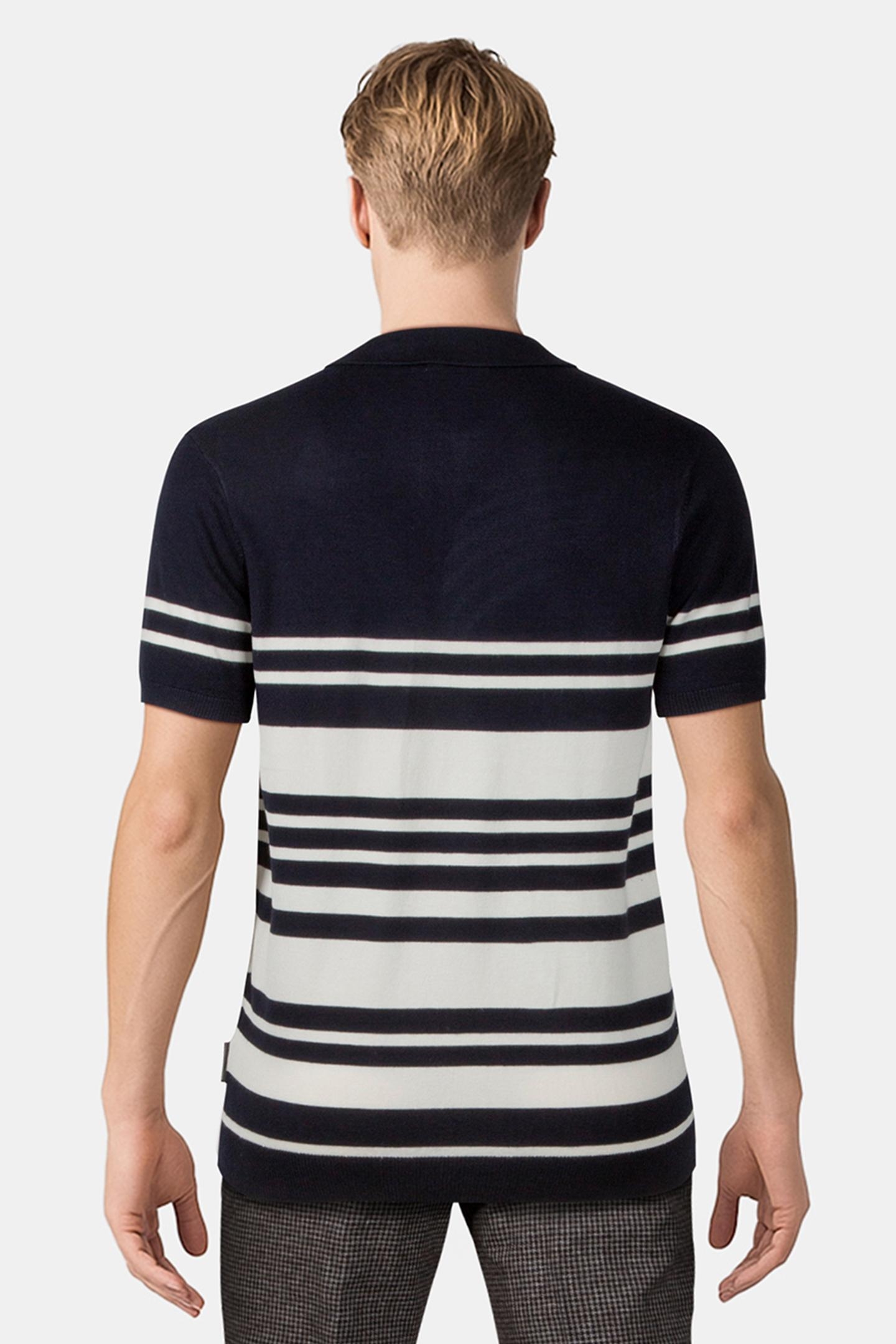 LUX STRIPE POLO SHORT SLEEVE MARINE/ECRU 2