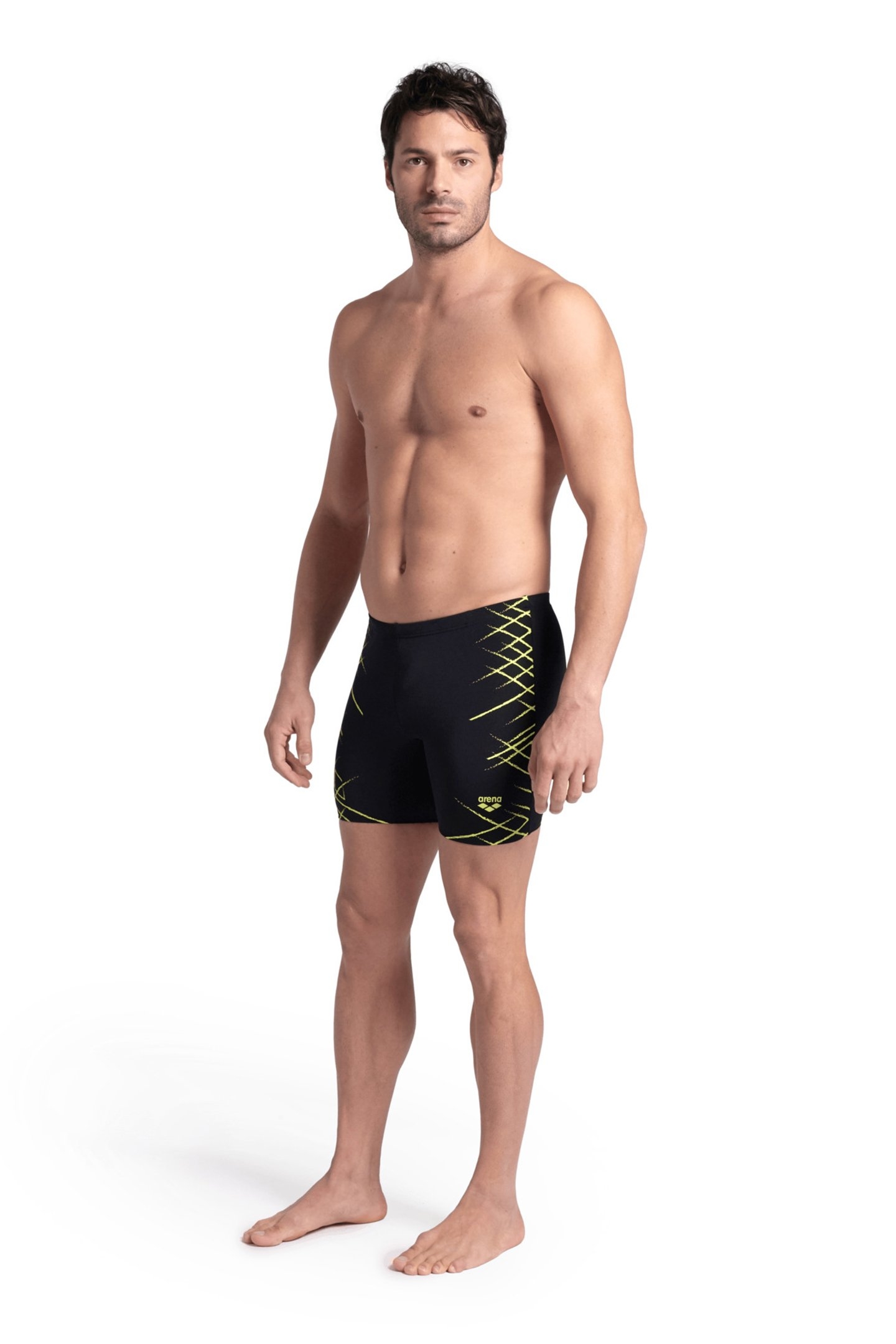 MEN'S ARENA STRAIGHT LINES SWIM MID JAMM BLACK SOFT GREEN 3