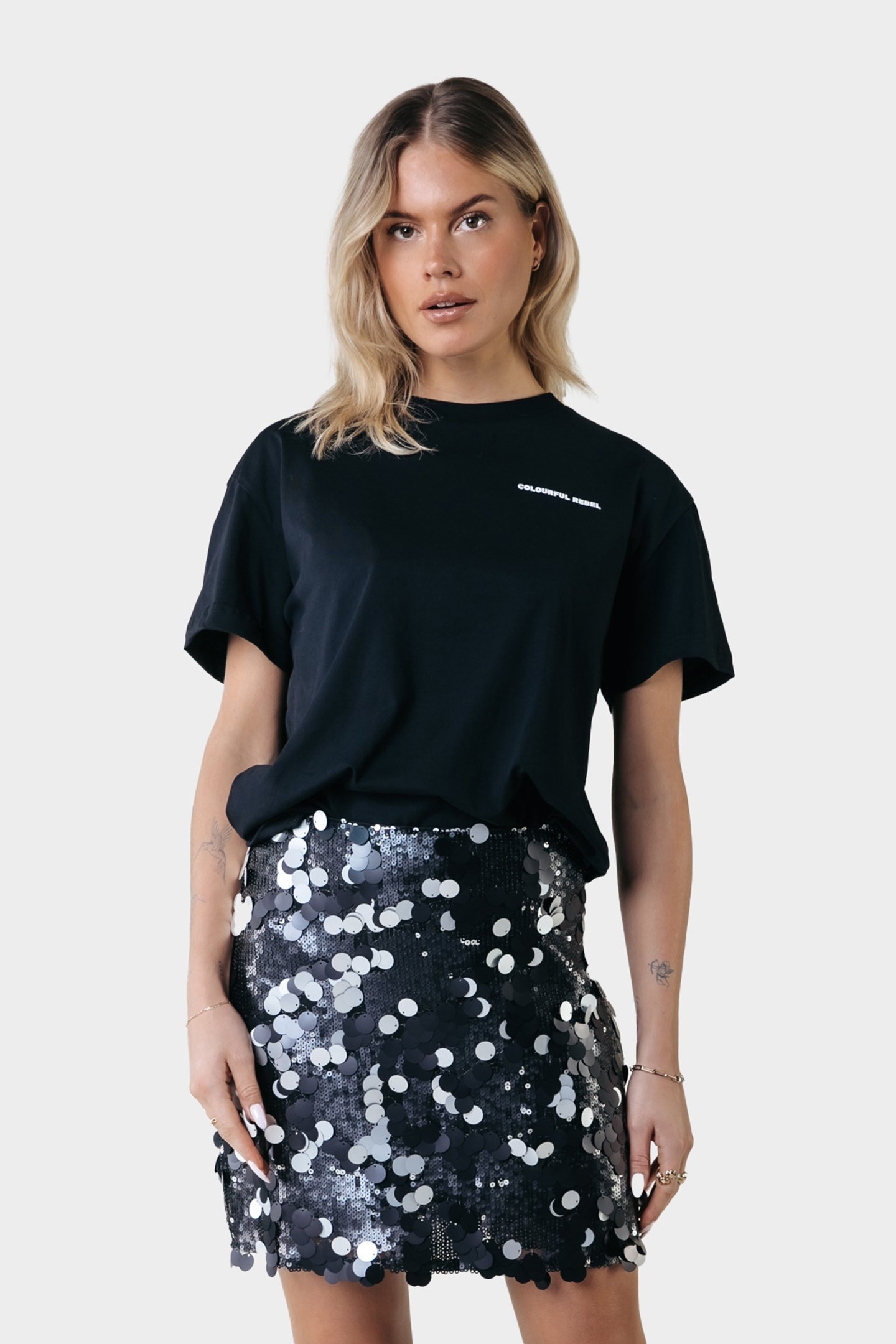 JILLY SEQUINS SKIRT SILVER GREY 1