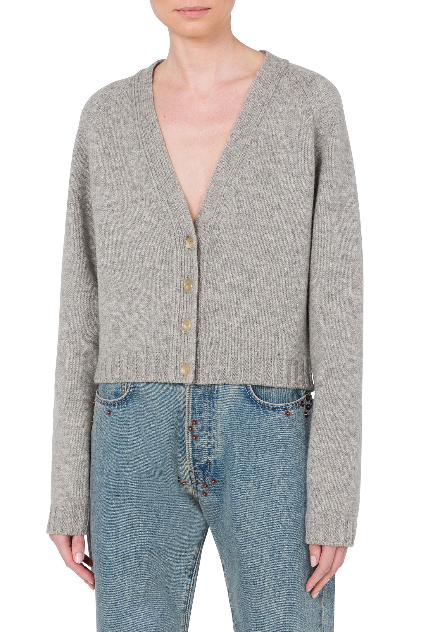 100% SHRUNK CARDIGAN GREY 1