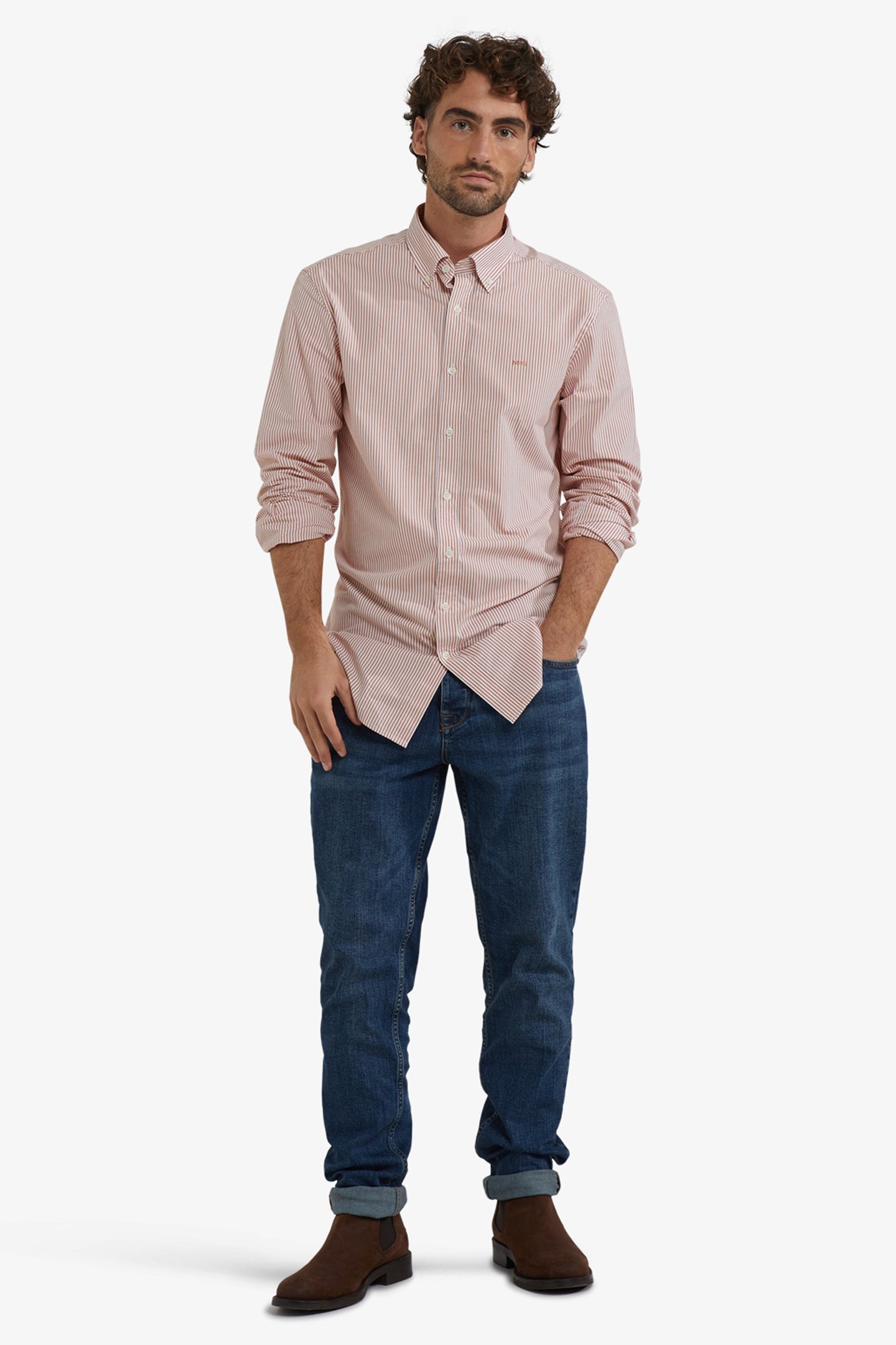 POPLIN STRIPE PEACHED SHIRT SUNDOWN 2
