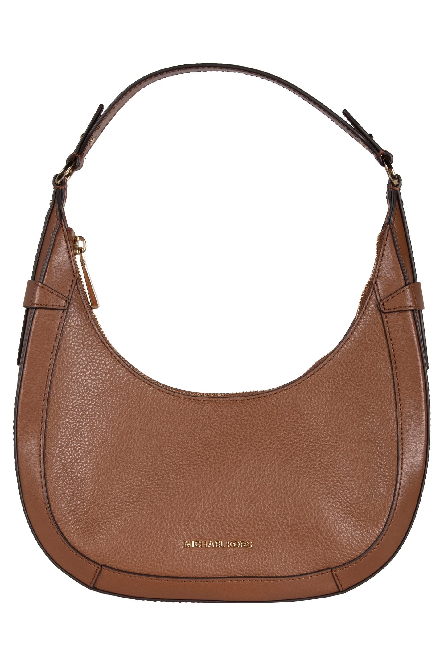 CRESCENT TOP ZIP SHOULDER BAG IN BROWN LEATHER 2