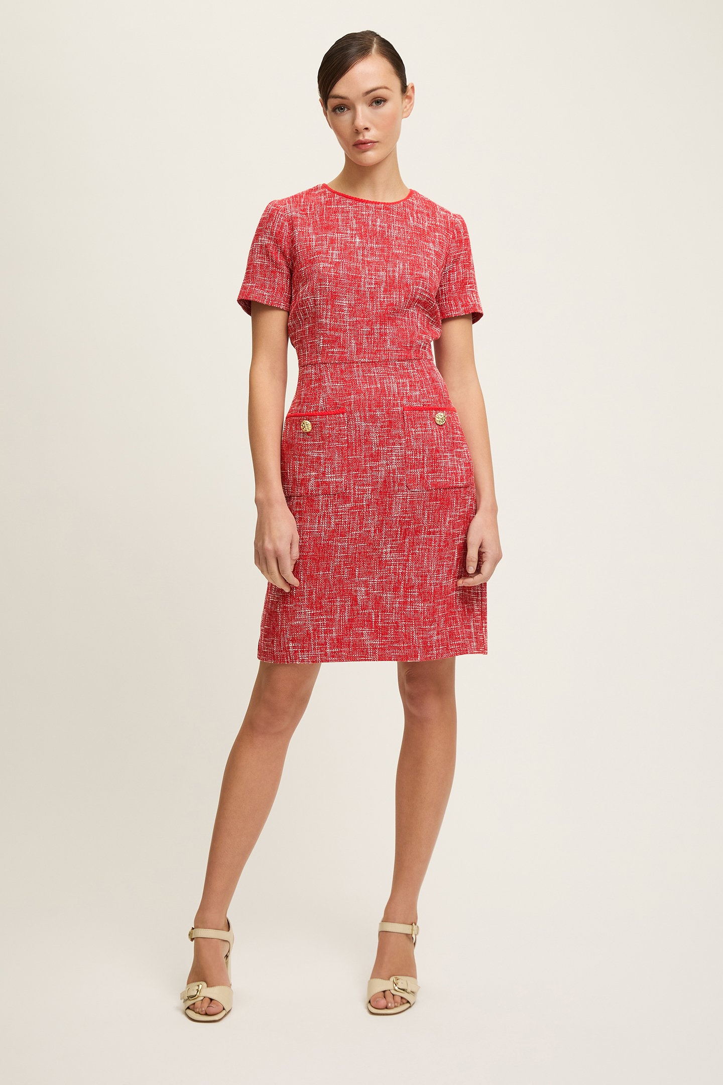 DR ALEXA TWEED MINI DRESS RED 1