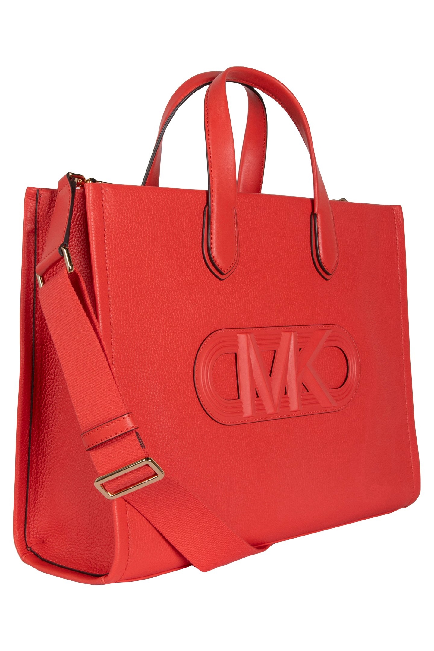 LEATHER GRAB TOTE BAG IN CORAL 4